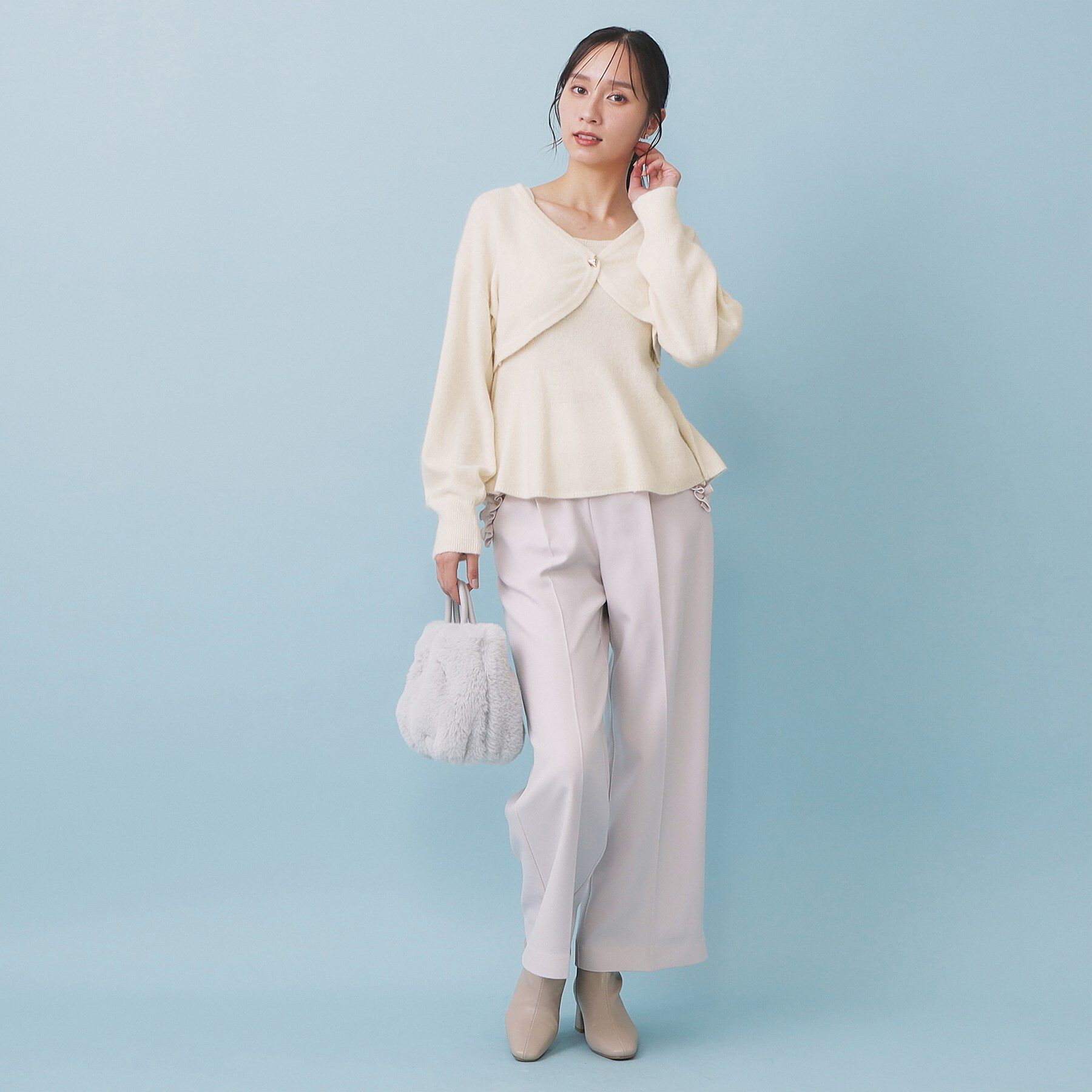 index「ハート釦ニットボレロ/アンサンブル対応【洗える】」|カーディガン|