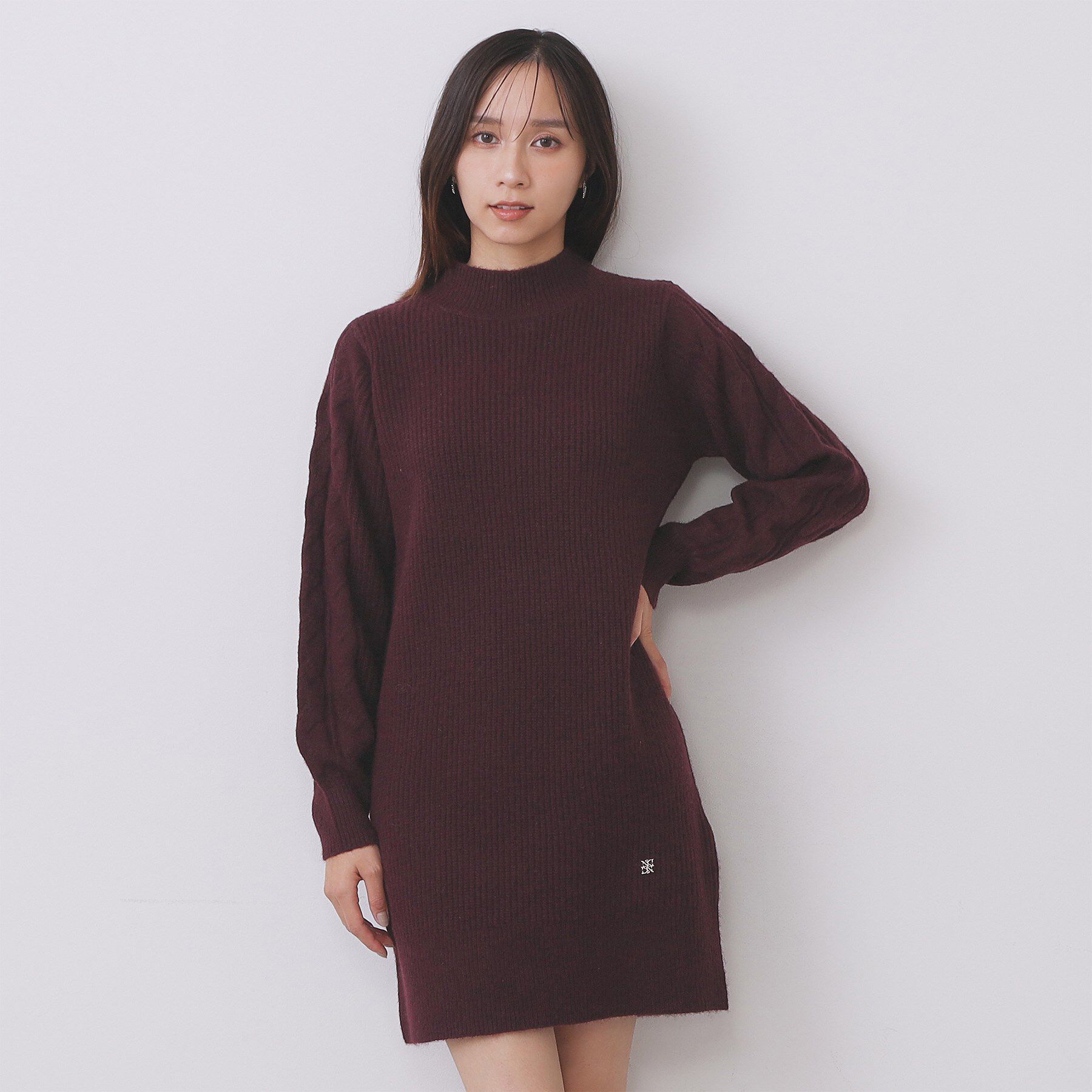 index「ウール混ケーブルスリーブミニワンピース【洗濯機OK】」|ワンピース|