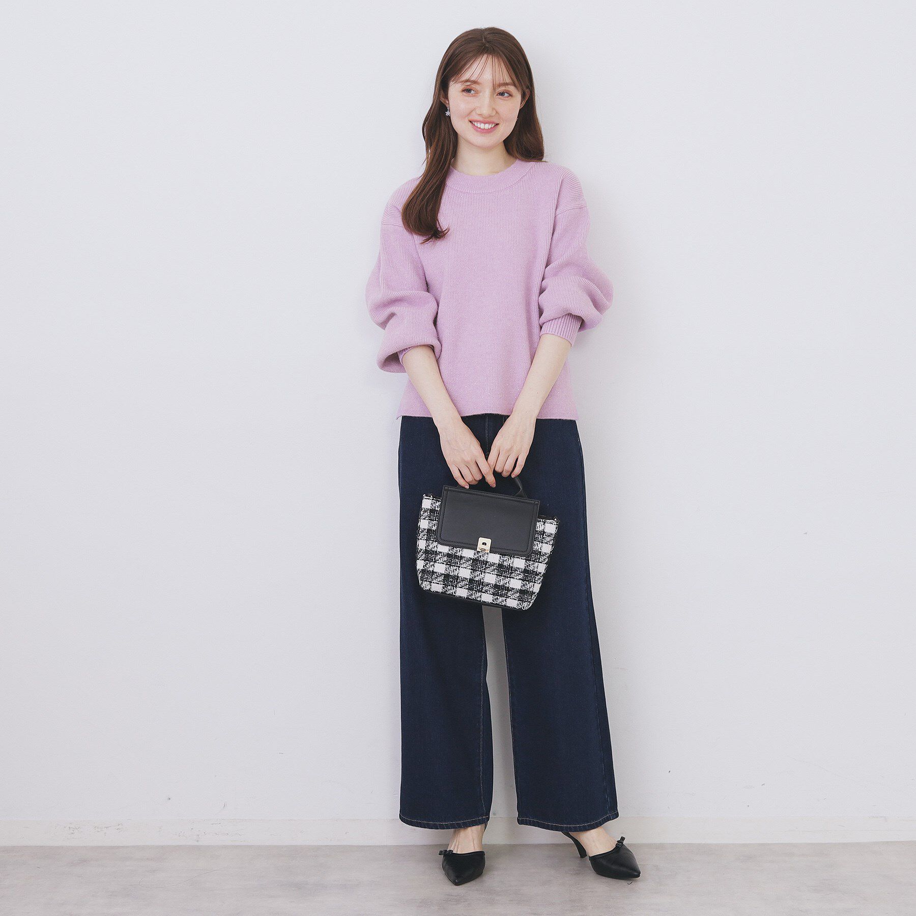 index「モックネックボクシーラメニット【洗濯機OK】《7col》」|ニット・セーター|