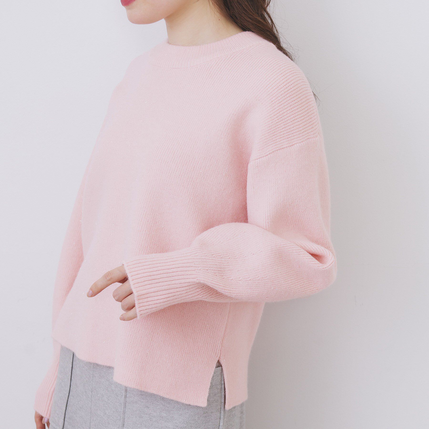 index「モックネックボクシーラメニット【洗濯機OK】《7col》」|ニット・セーター|