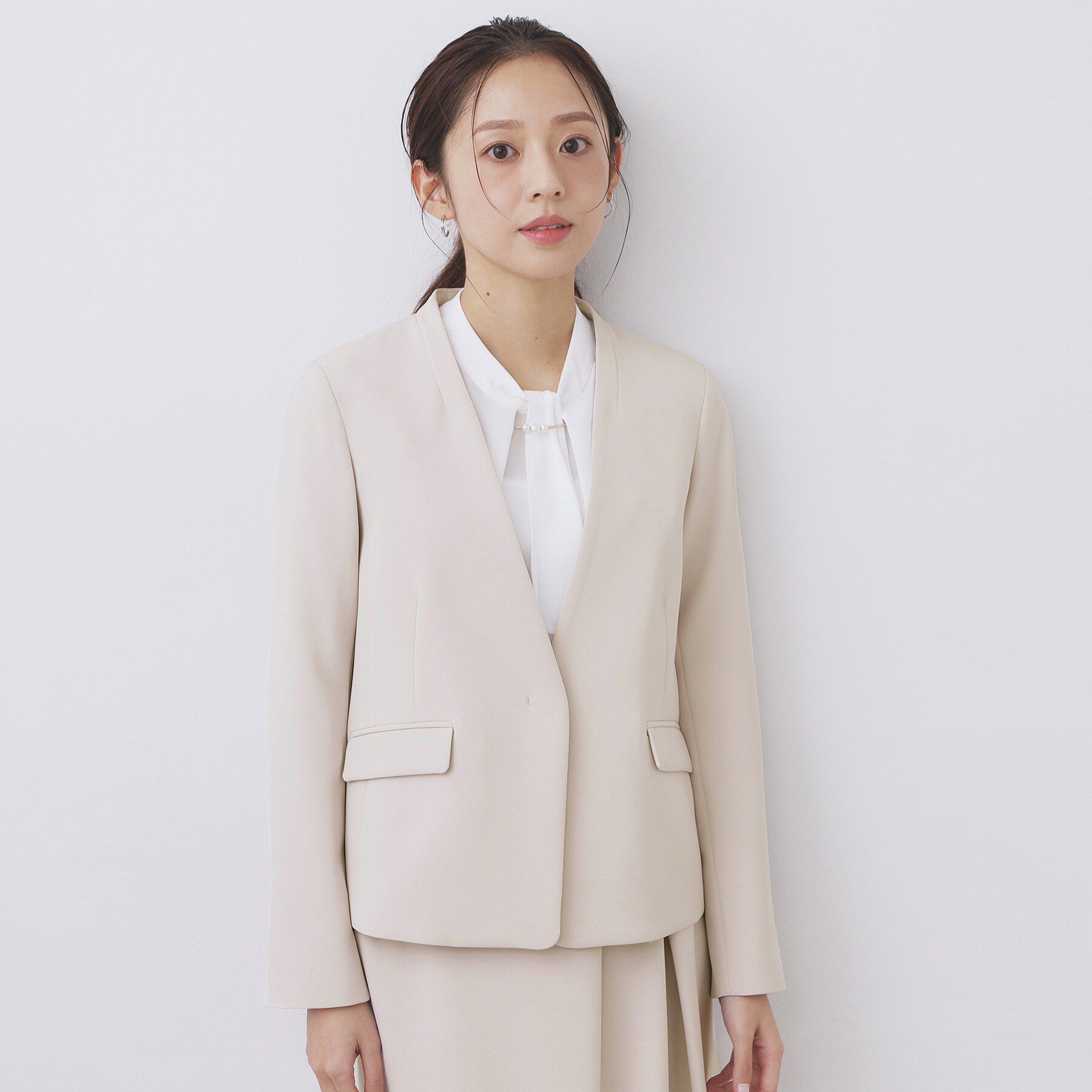 index「ストレッチノーカラージャケット/セットアップ対応【洗濯機OK/防シワ/イージーアイロン】」|ノーカラージャケット|