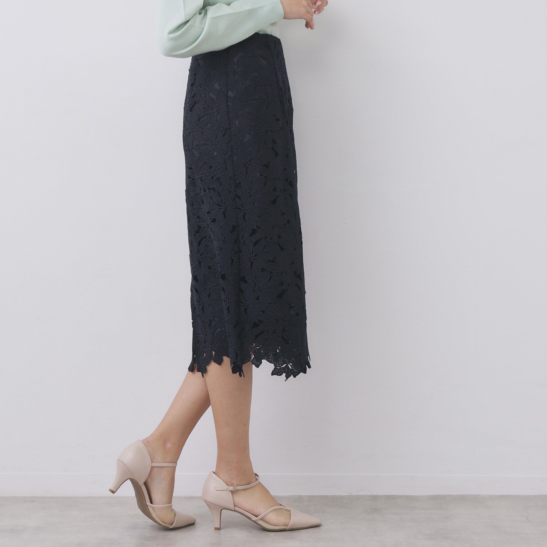 index「フラワーレースタイトスカート【洗濯機OK】」|スカート|