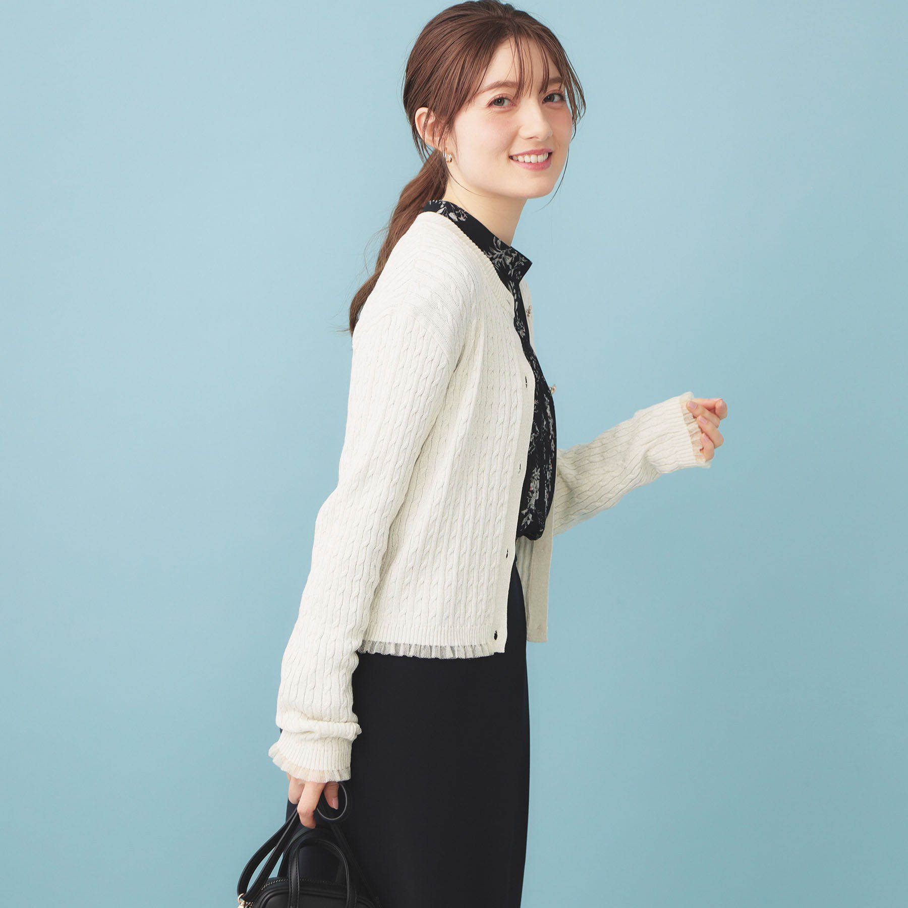 index「袖シアーフリルケーブルラメカーディガン【洗濯機OK/抗ピル】」|カーディガン|