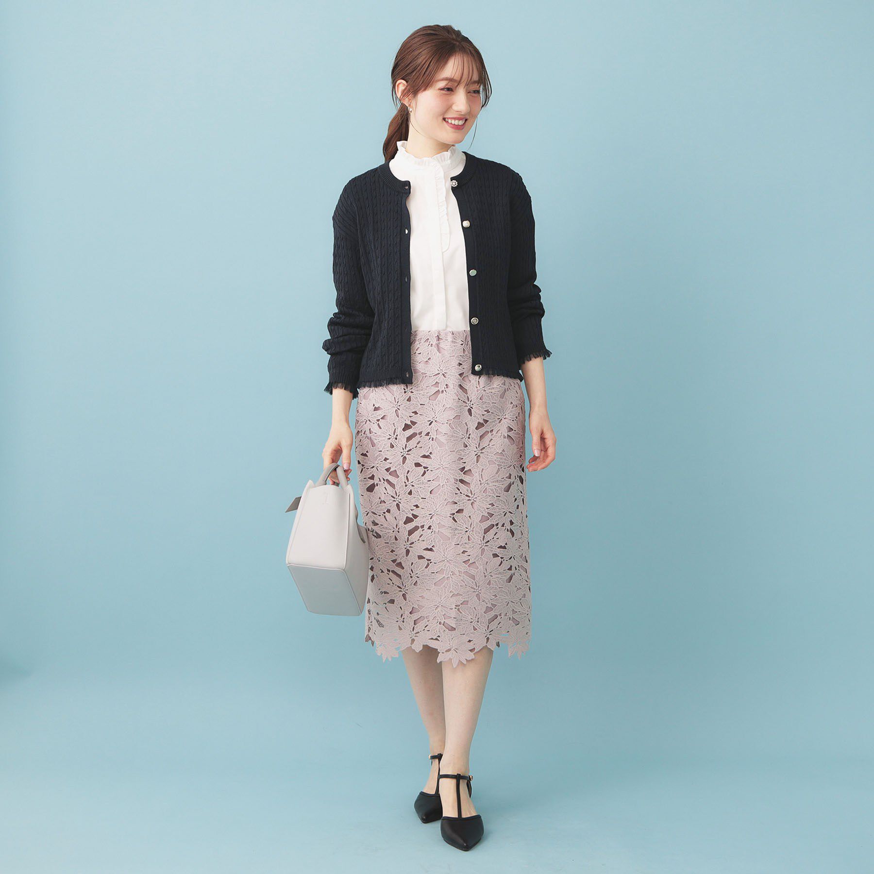 index「袖シアーフリルケーブルラメカーディガン【洗濯機OK/抗ピル】」|カーディガン|