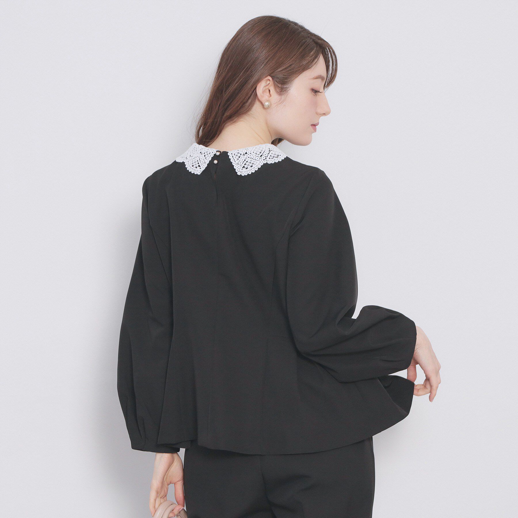 index「レース衿ペプラムブラウス【洗濯機OK/ストレッチ】」|シャツ・ブラウス|