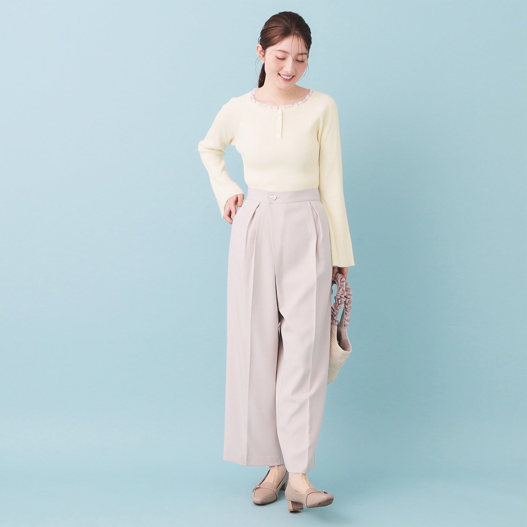 index「ヘンリーネックフレアスリーブニット【洗濯機OK】」|ニット・セーター|