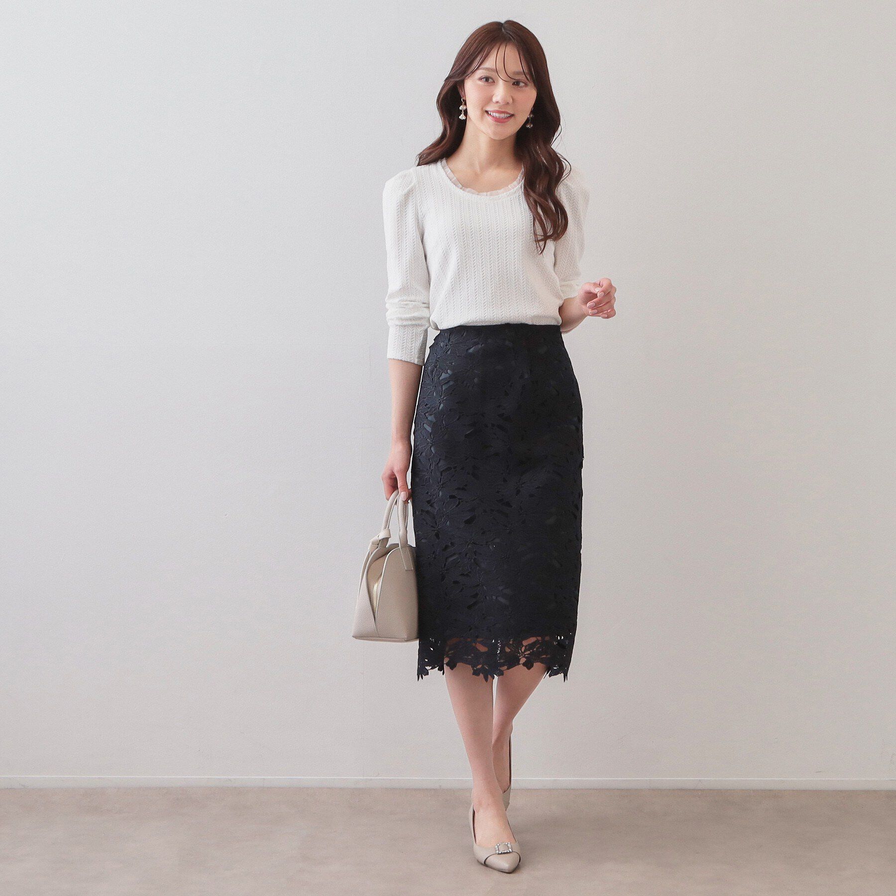 index「衿チュールデザインケーブルジャガードトップス【洗濯機OK】」|Tシャツ・カットソー|