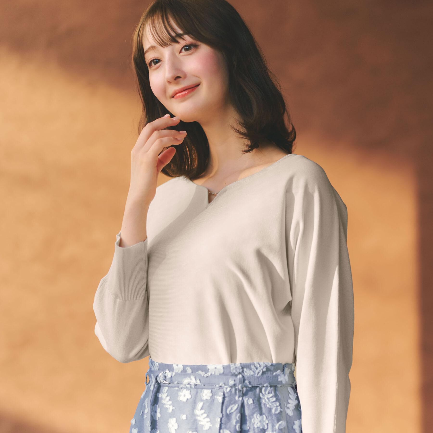 index「フロントパーツ付きドルマンスリーブニット【洗濯機OK/抗ピル】《7col》」|ニット・セーター|