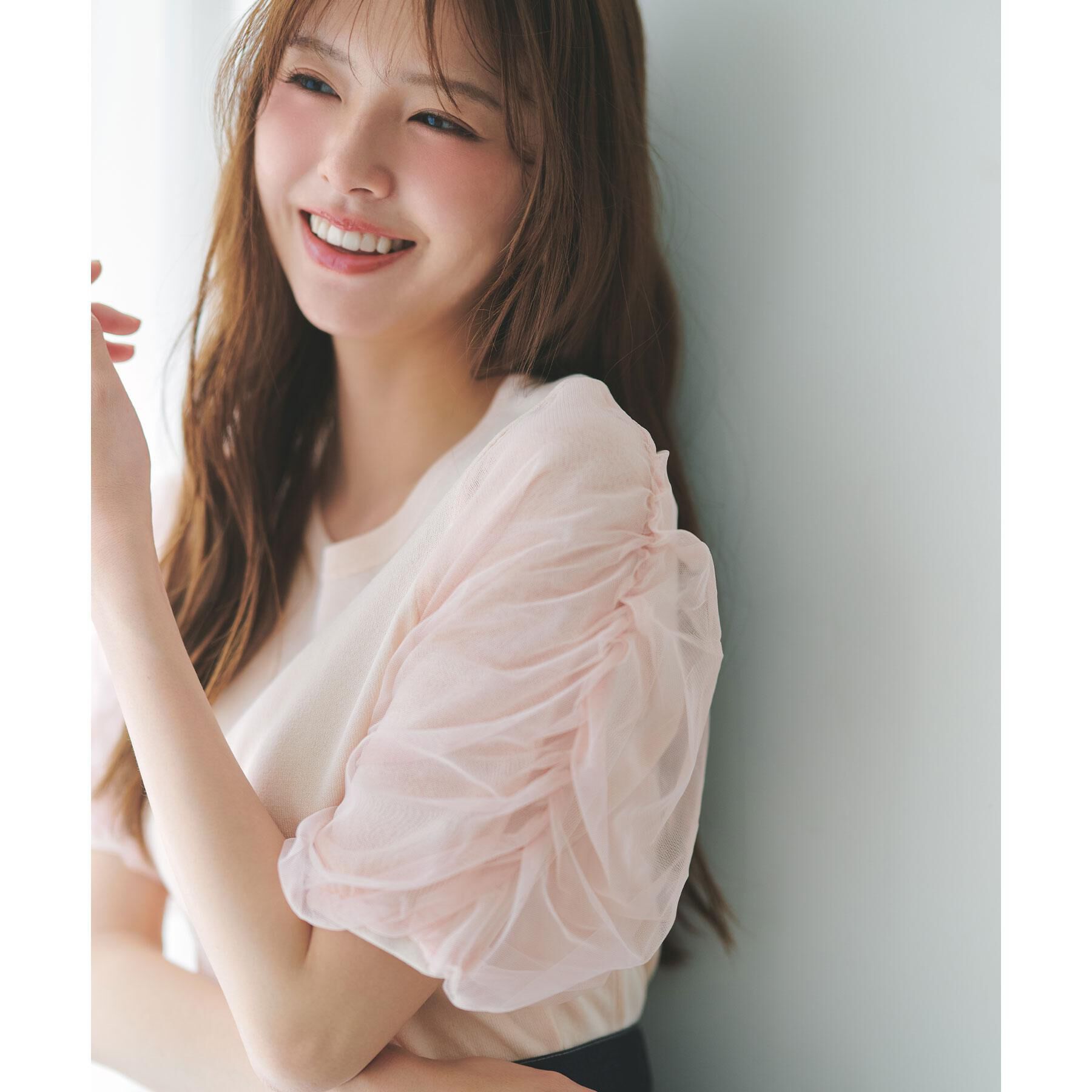 index「ギャザーチュールスリーブニット【洗濯機OK/抗ピル】」|ニット・セーター|