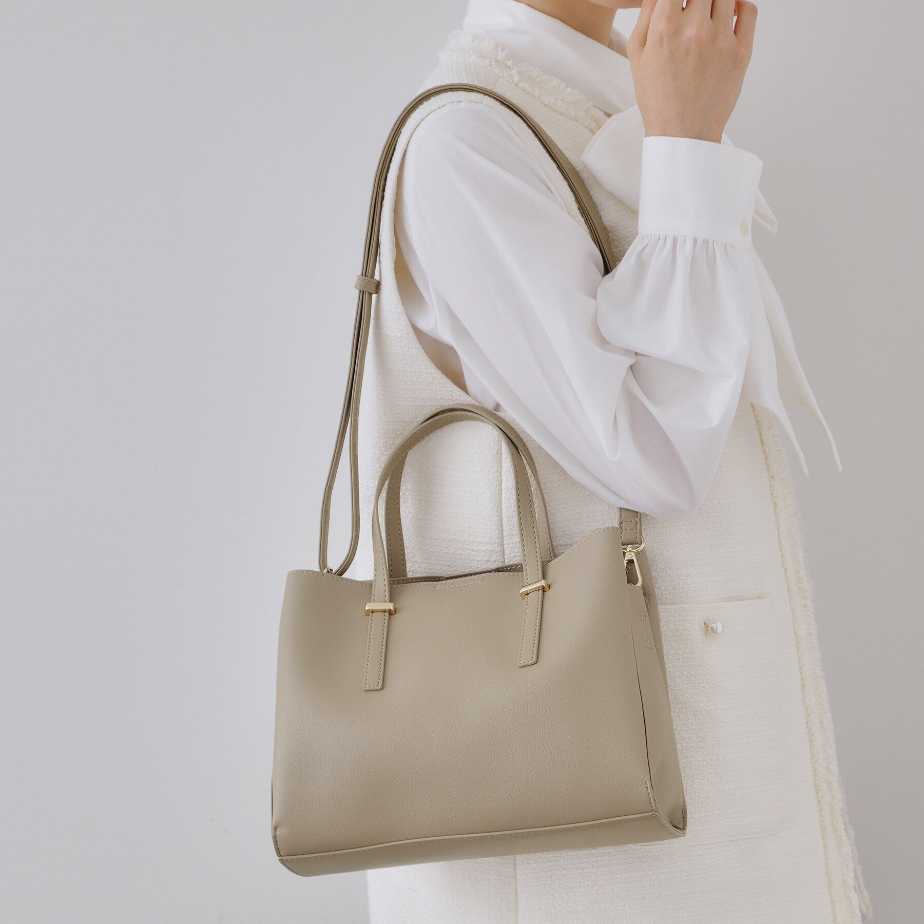 OPAQUE.CLIP「【2WAY】フロントバースクエアデザインミドルバッグ」|ハンドバッグ|