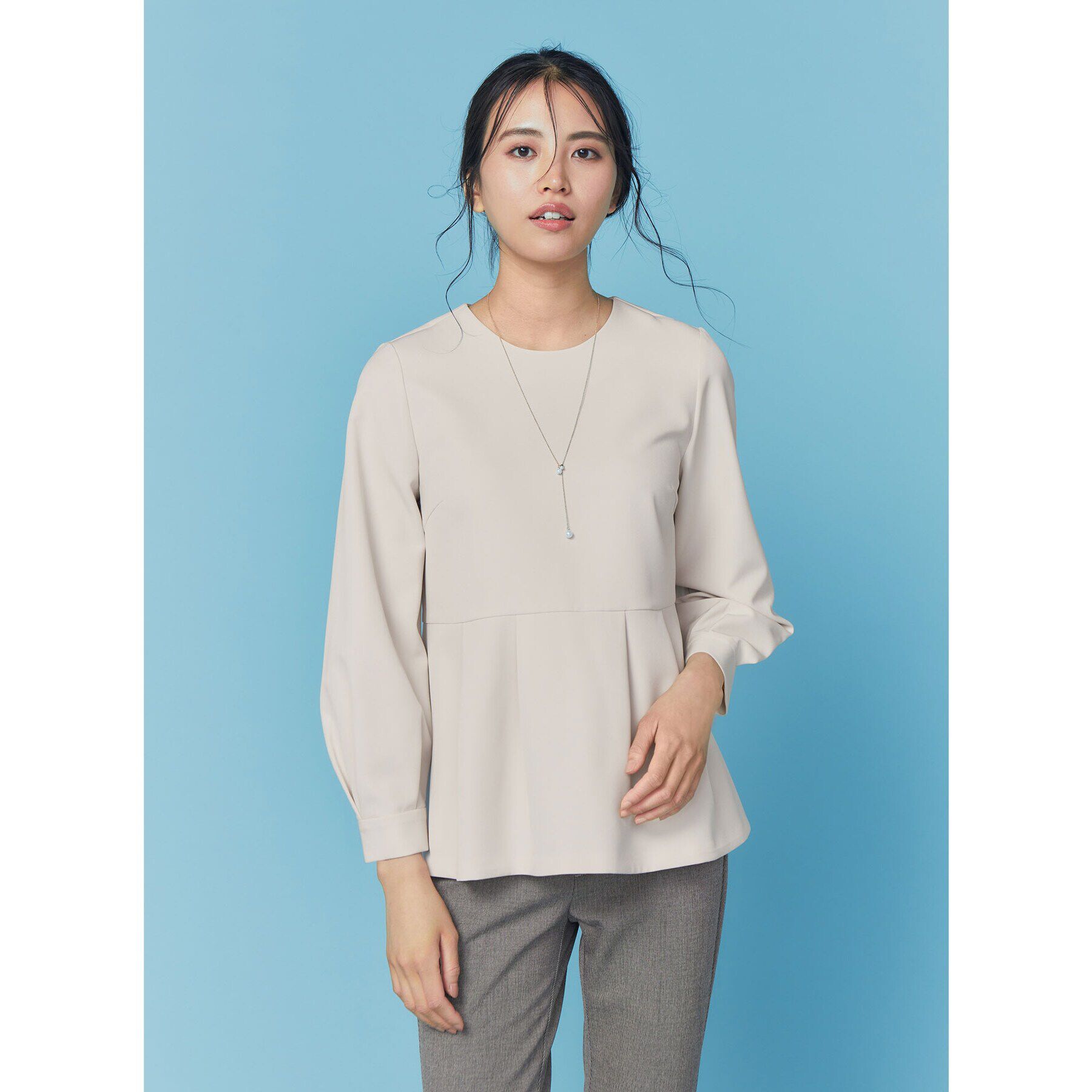 OPAQUE.CLIP「《通勤・セレモニー/セットアップ対応》ペプラムブラウス/ダブルクロス【洗濯機洗い可】」|シャツ・ブラウス|