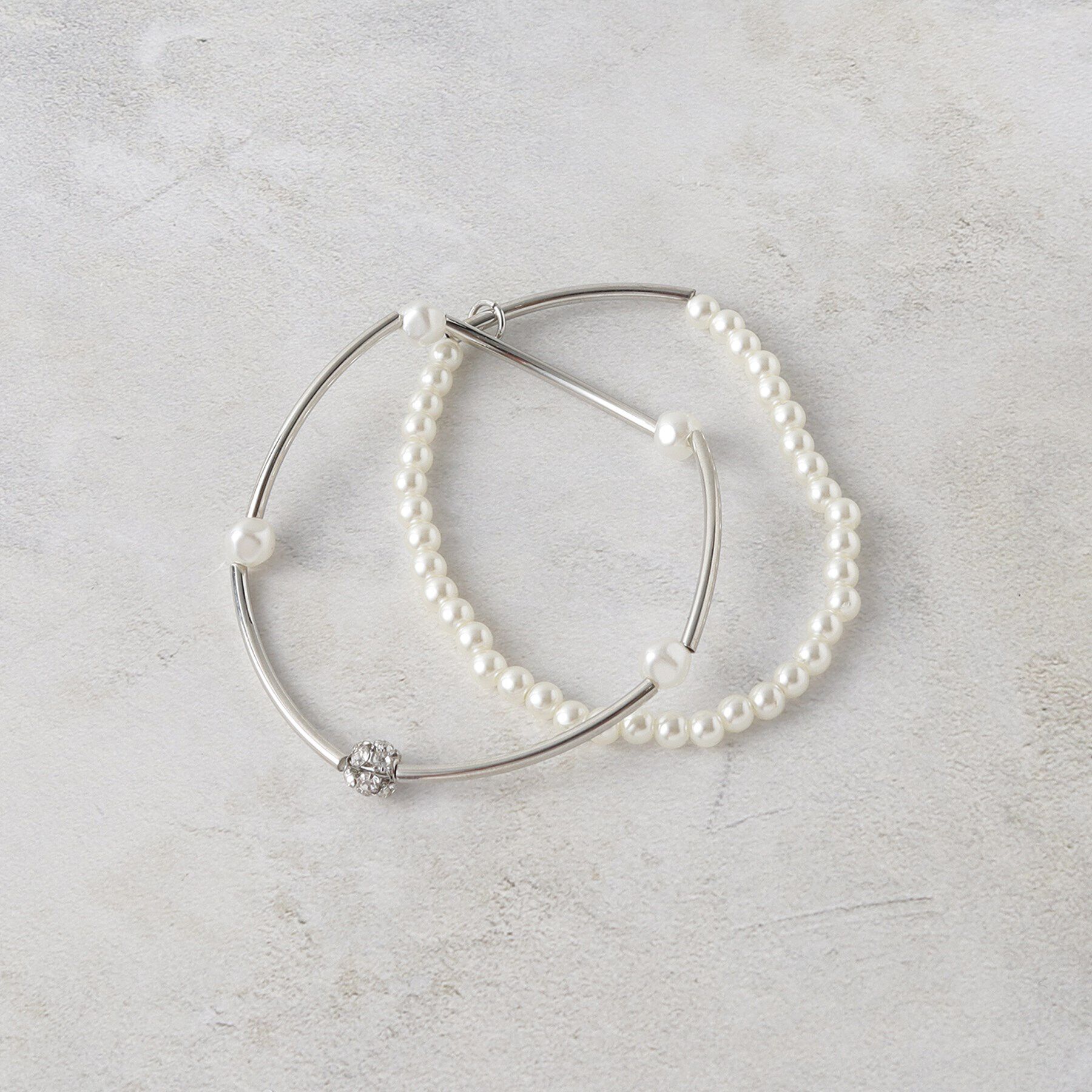 OPAQUE.CLIP「2連フェイクパールブレスレット」|ブレスレット・バングル|シルバー(006)