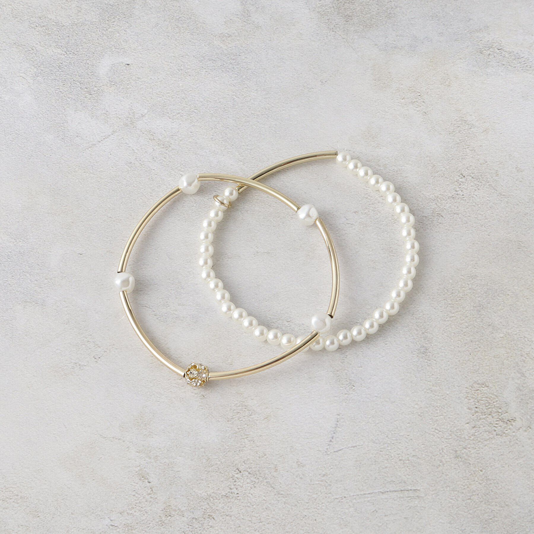 OPAQUE.CLIP「2連フェイクパールブレスレット」|ブレスレット・バングル|ゴールド(007)