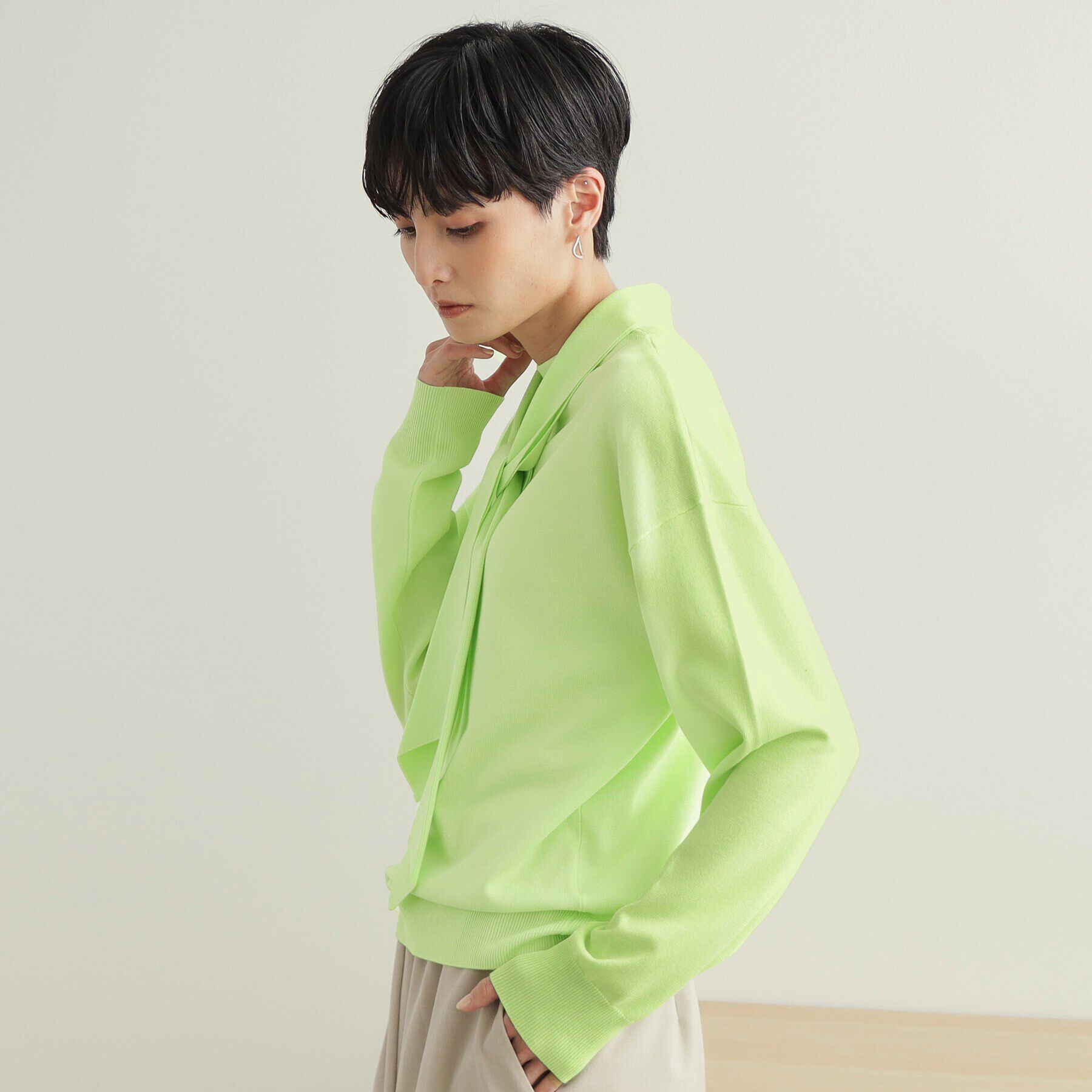 OPAQUE.CLIP「ボウタイニット【洗濯洗い可/抗ピル】」|ニット・セーター|