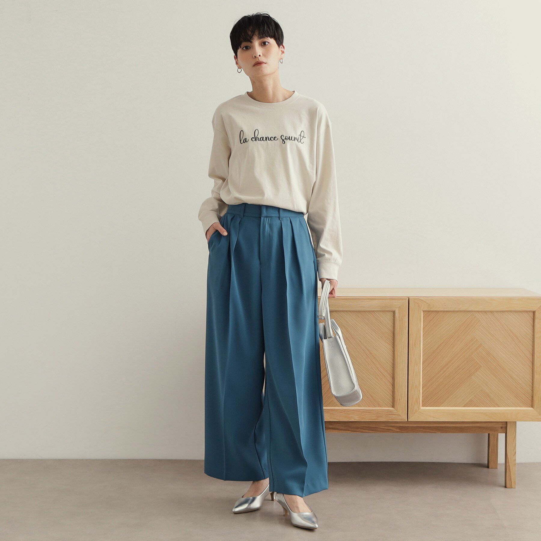 OPAQUE.CLIP「刺繍ロゴトップス【洗濯機洗い可】」|Tシャツ・カットソー|