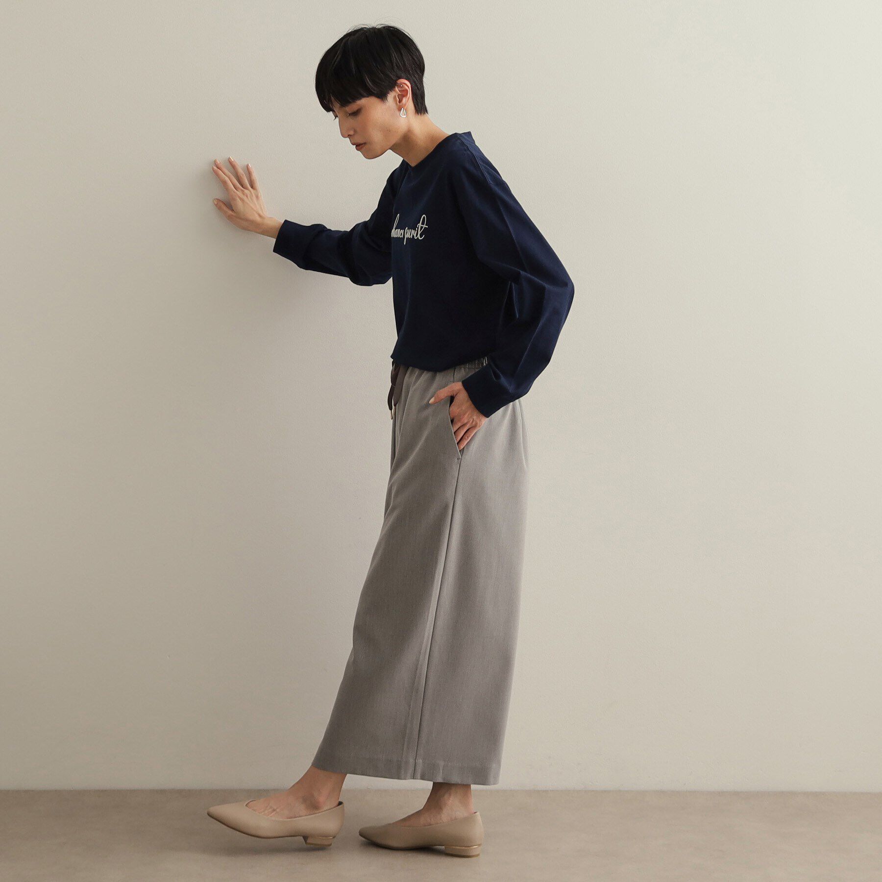 OPAQUE.CLIP「刺繍ロゴトップス【洗濯機洗い可】」|Tシャツ・カットソー|