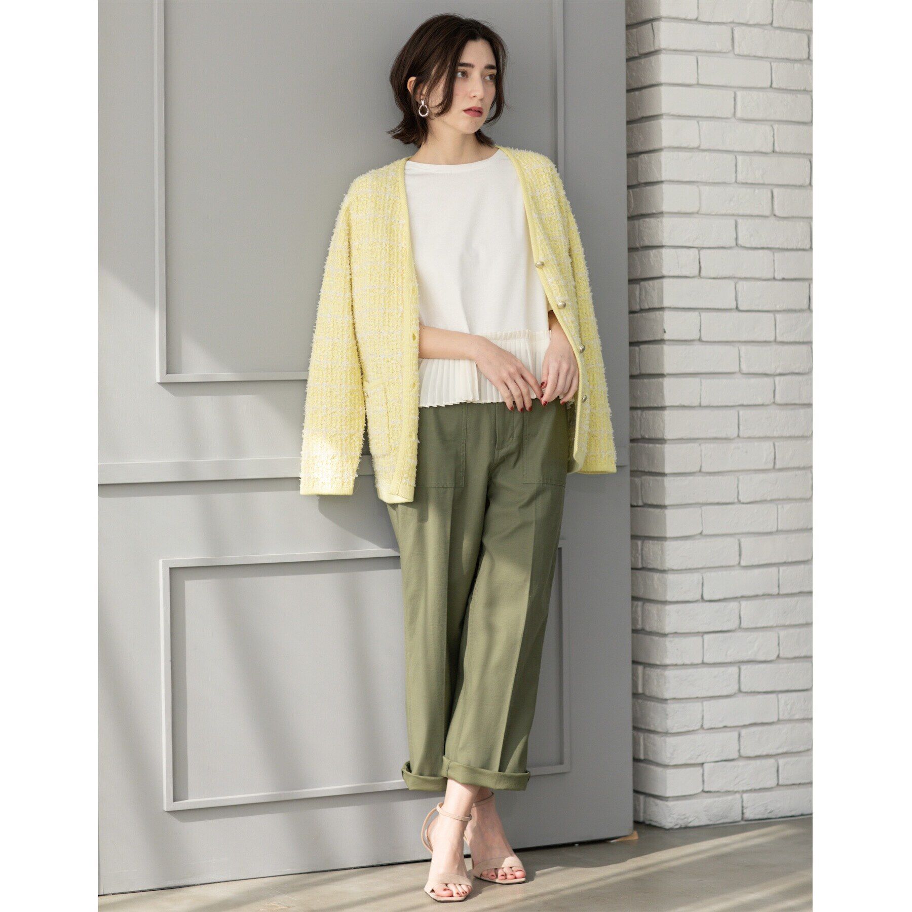 OPAQUE.CLIP「ツイードライクVニットカーディガン【洗濯機洗い可】」|カーディガン|