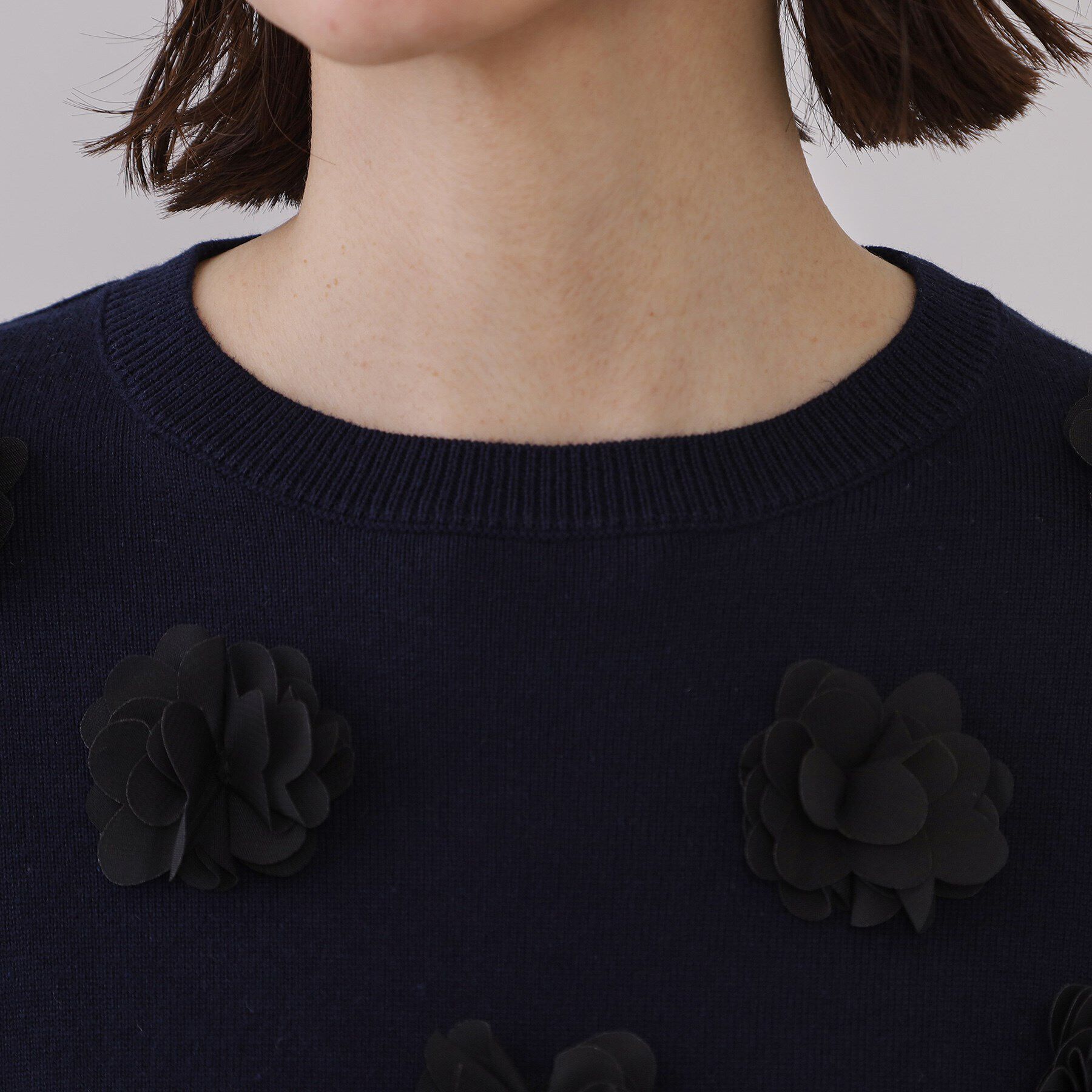 OPAQUE.CLIP「フラワーモチーフニット【洗濯機洗い可】」|ニット・セーター|