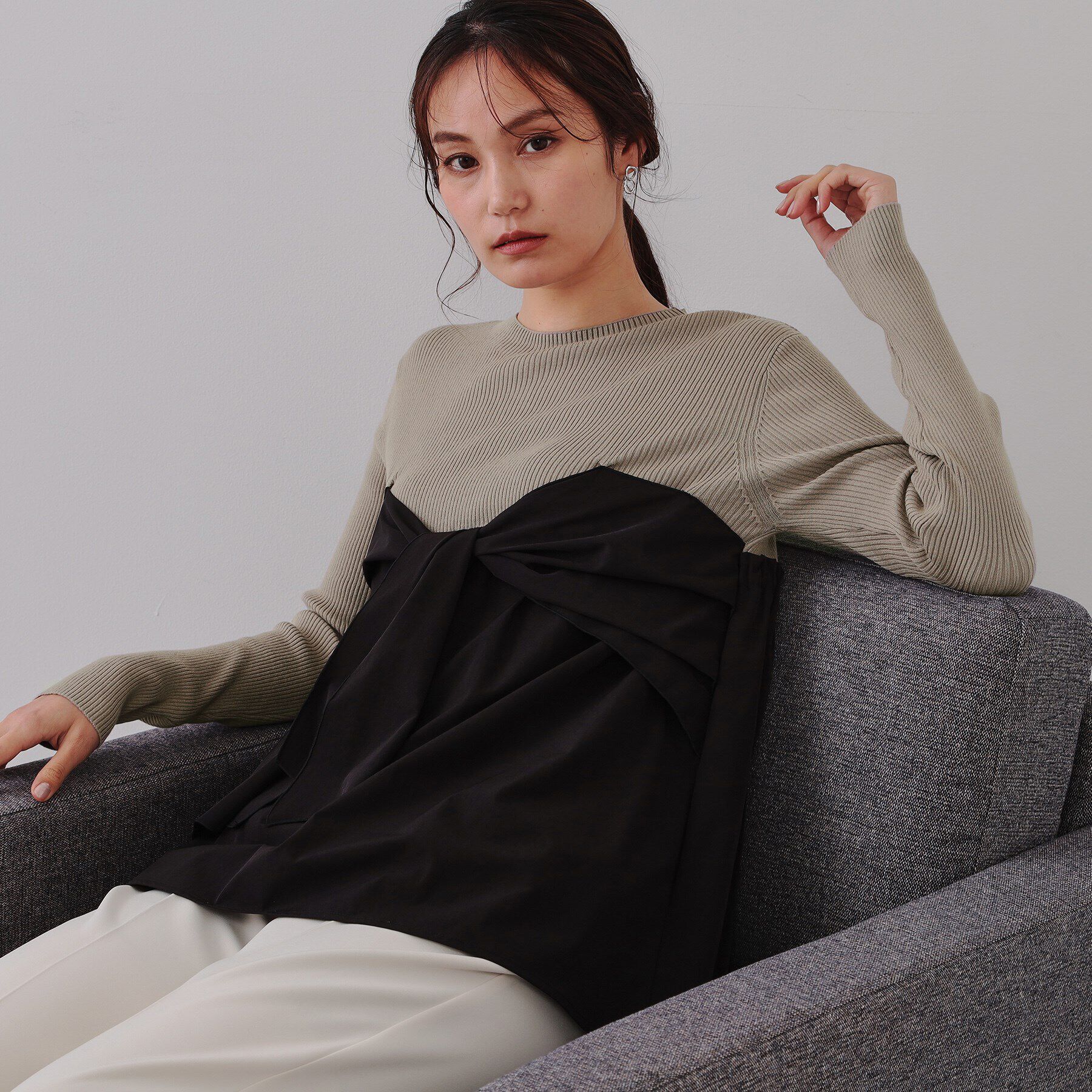 OPAQUE.CLIP「リボンビスチェドッキングニット【洗濯機洗い可】」|ニット・セーター|トープ(554)