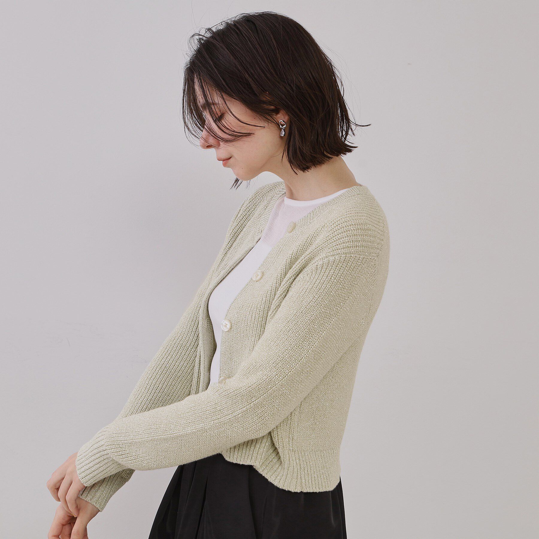 OPAQUE.CLIP「ラメヤーンニットカーディガン【洗濯機洗い可】」|カーディガン|