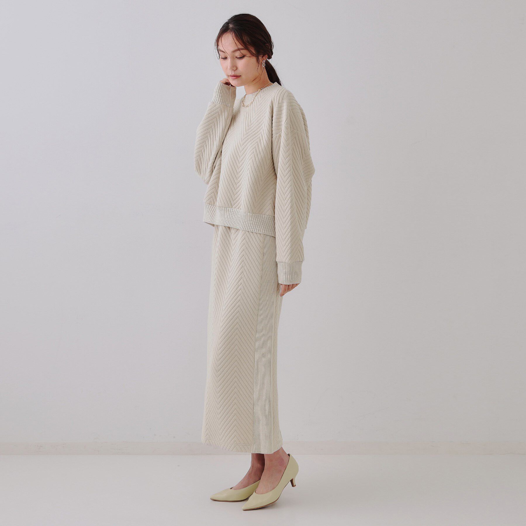 OPAQUE.CLIP「キルトジャカードナロースカート/セットアップ対応【洗濯機洗い可】」|スカート|