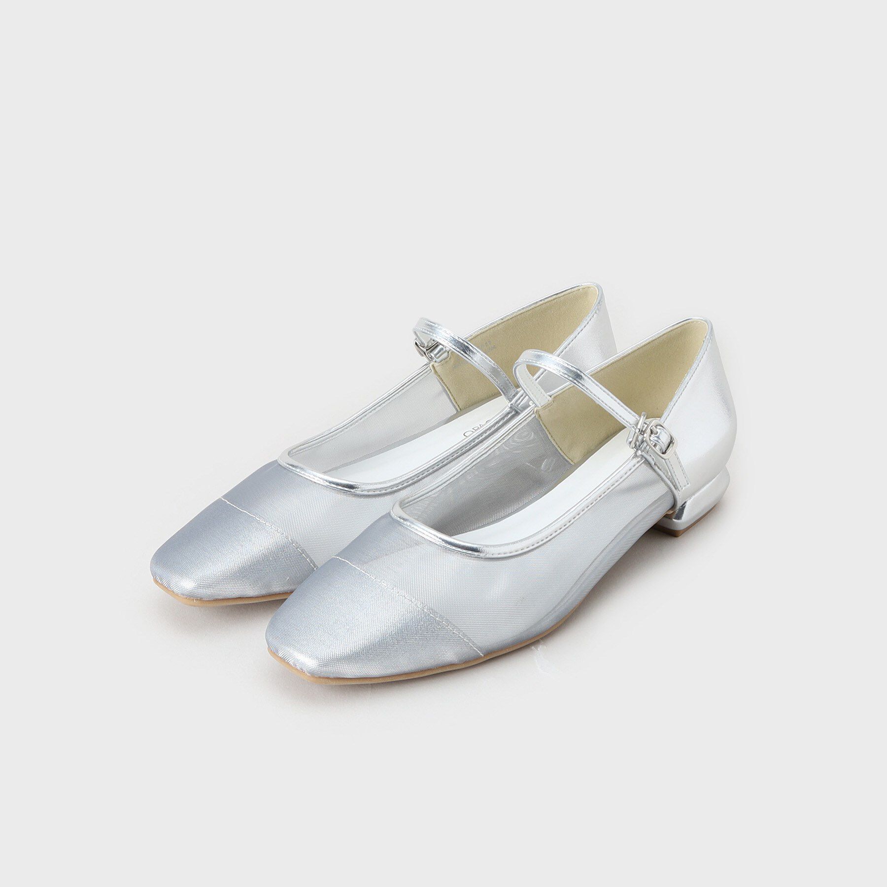 OPAQUE.CLIP「【抗菌防臭加工／長さ調整可能】チュールコンビシアーメリージェーン」|パンプス|シルバー(006)
