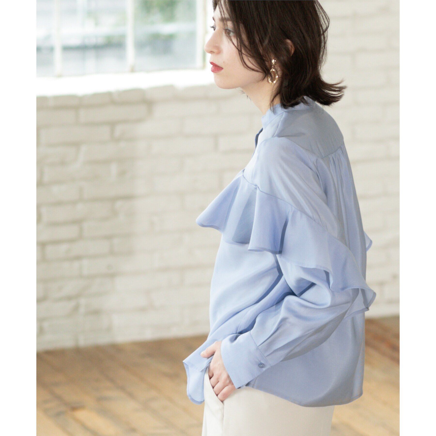 OPAQUE.CLIP「シアーフリルブラウス【洗濯機洗い可】」|シャツ・ブラウス|