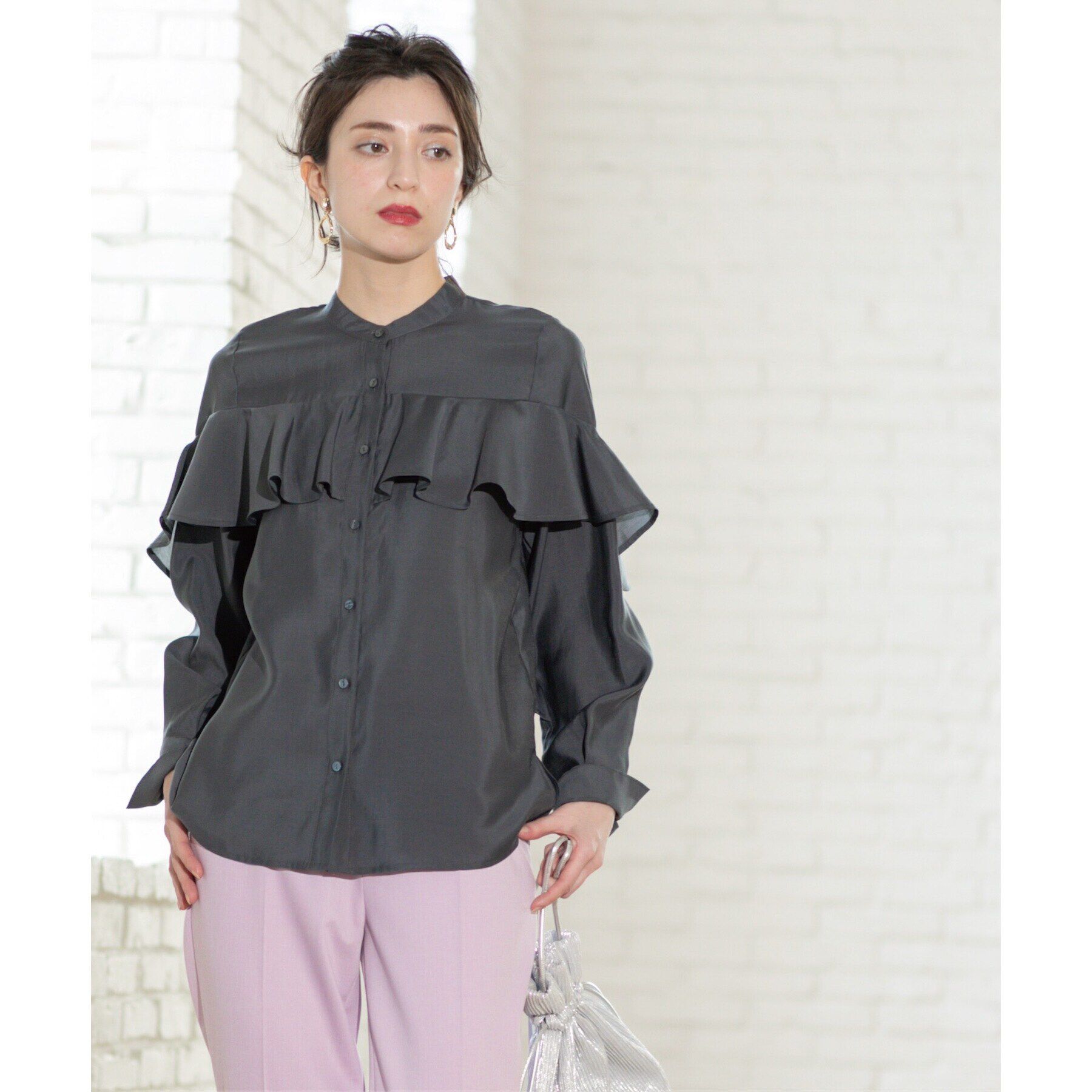OPAQUE.CLIP「シアーフリルブラウス【洗濯機洗い可】」|シャツ・ブラウス|