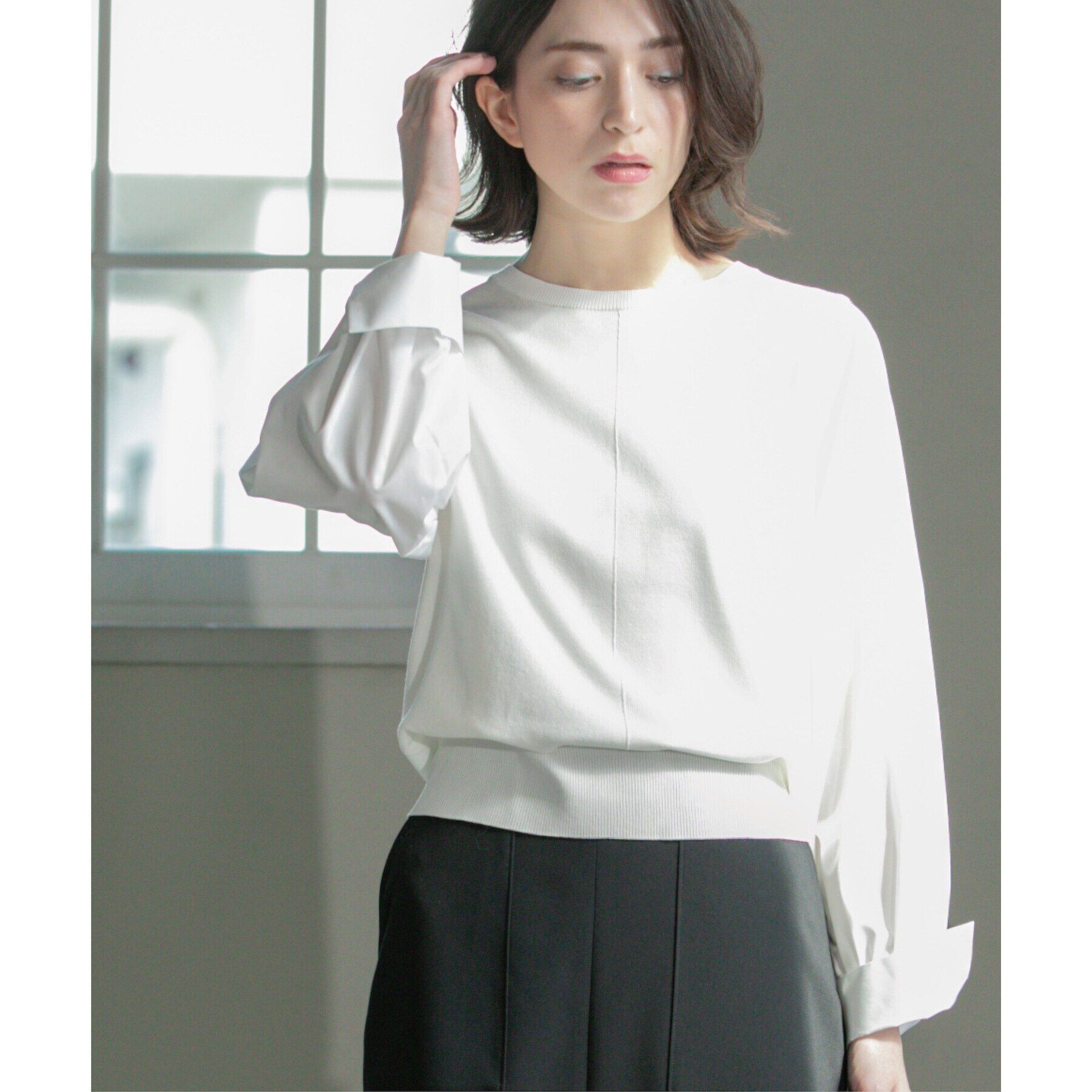 OPAQUE.CLIP「フハクボリュームスリーブドッキングニット【洗濯機洗い可】」|ニット・セーター|