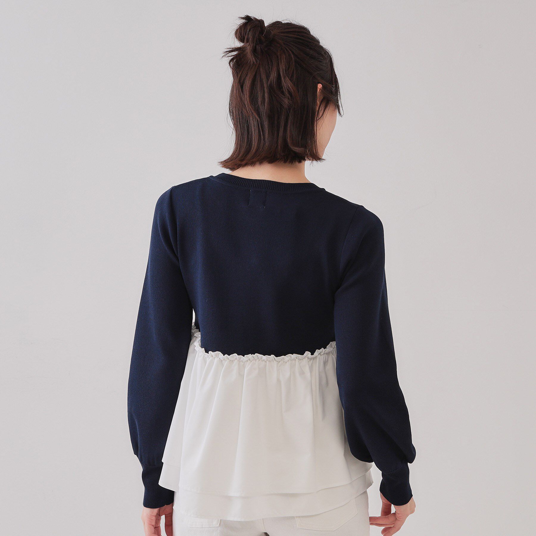 OPAQUE.CLIP「配色ペプラムドッキングニット【洗濯機洗い可】」|Tシャツ・カットソー|