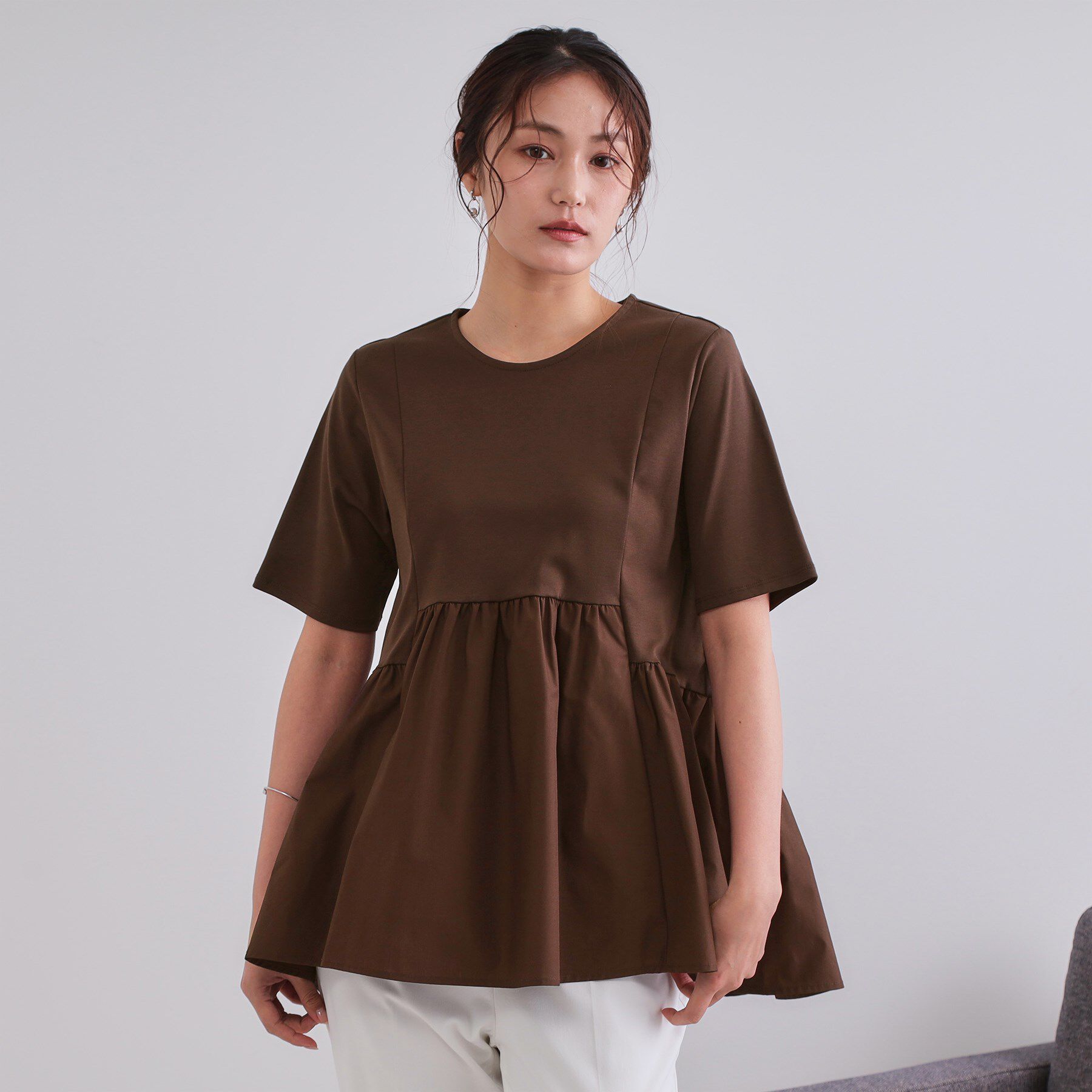 OPAQUE.CLIP「ペプラムドッキングカットソー【洗濯機洗い可】」|Tシャツ・カットソー|