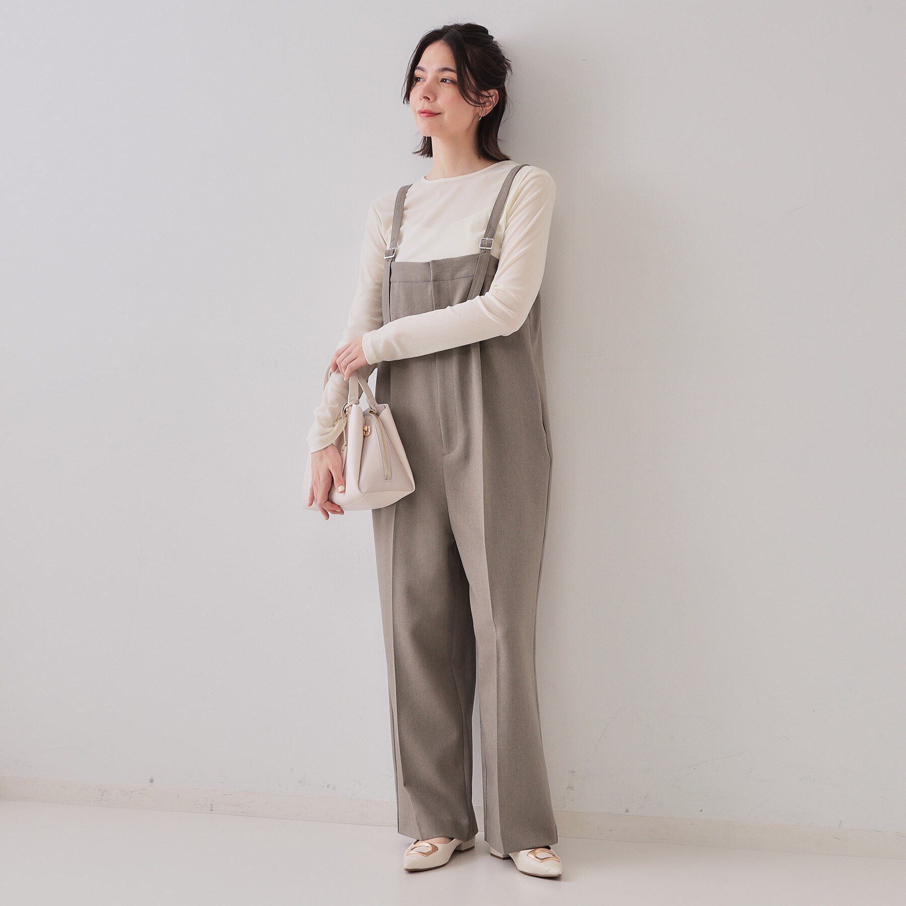 OPAQUE.CLIP「ベアサロペット【洗濯機洗い可】」|オールインワン|トープ(054)