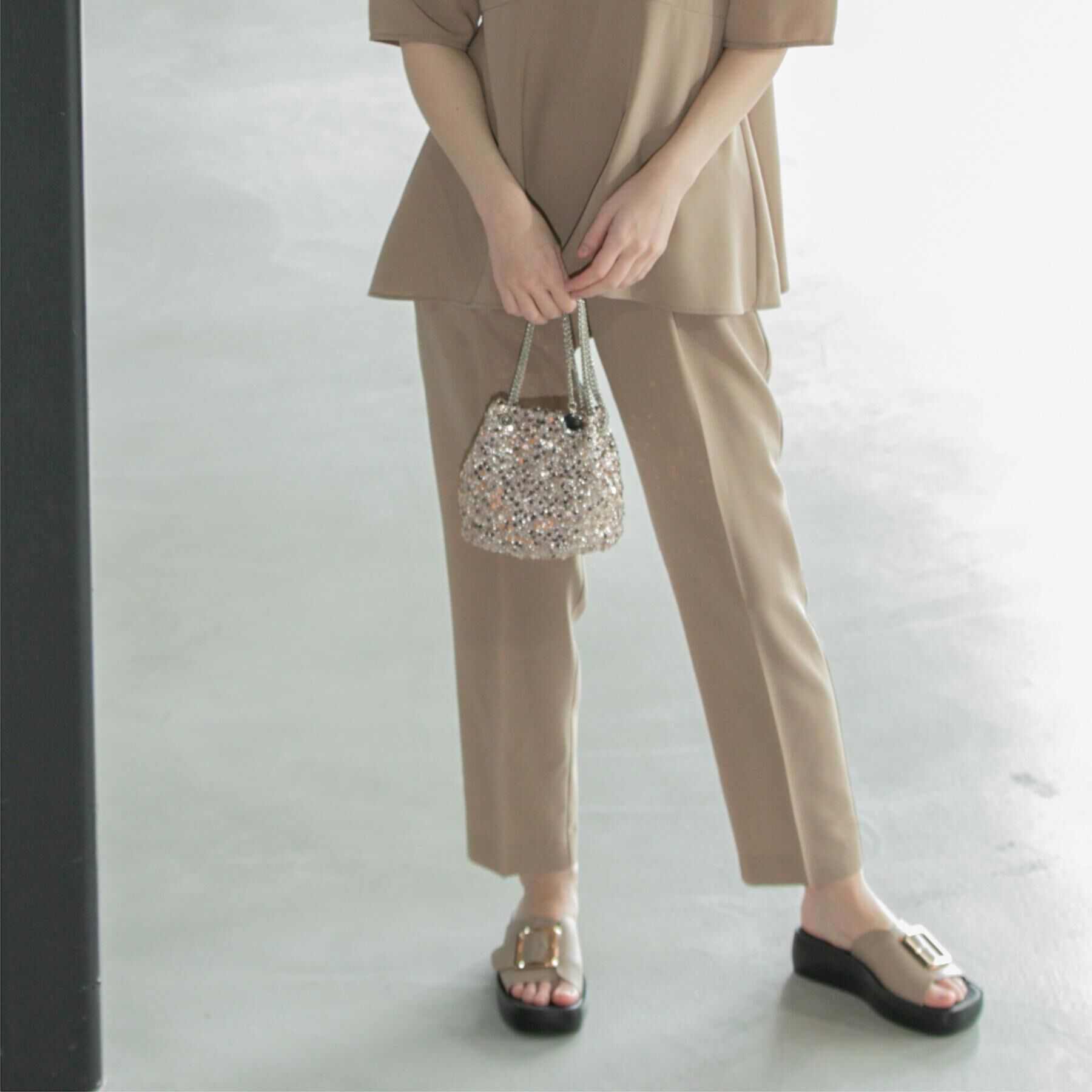 OPAQUE.CLIP「《6色展開/丈が選べる》美脚イージーテーパードパンツ/セットアップ対応【ストレッチ/洗濯機洗い可/防」|その他|ベージュ(852)