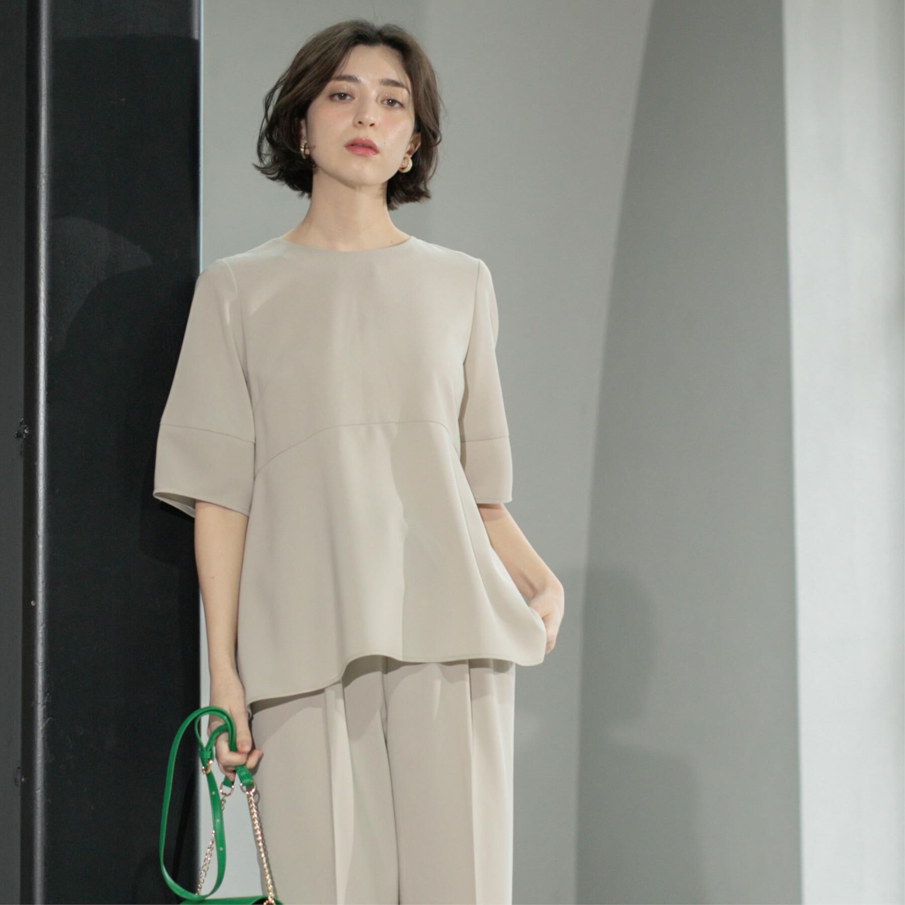 OPAQUE.CLIP「《6色展開》ストレッチペプラムブラウス/セットアップ対応【洗濯機洗い可/防シワ】」|シャツ・ブラウス|