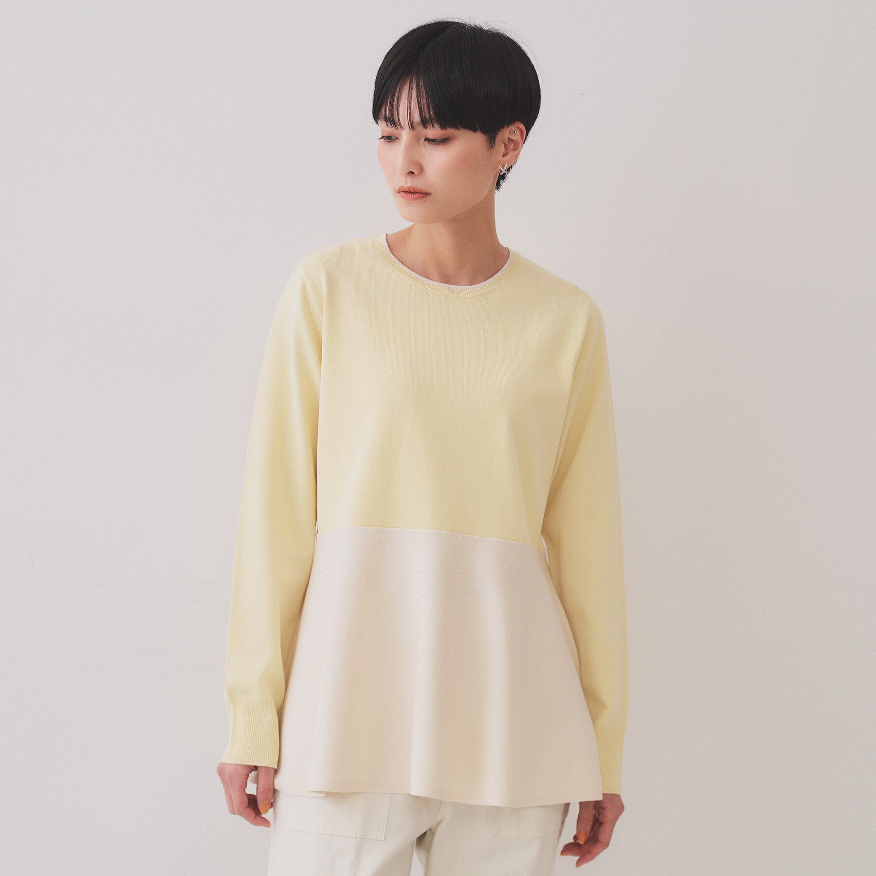 OPAQUE.CLIP「配色ペプラムニット【洗濯機洗い可／抗ピル】」|ニット・セーター|