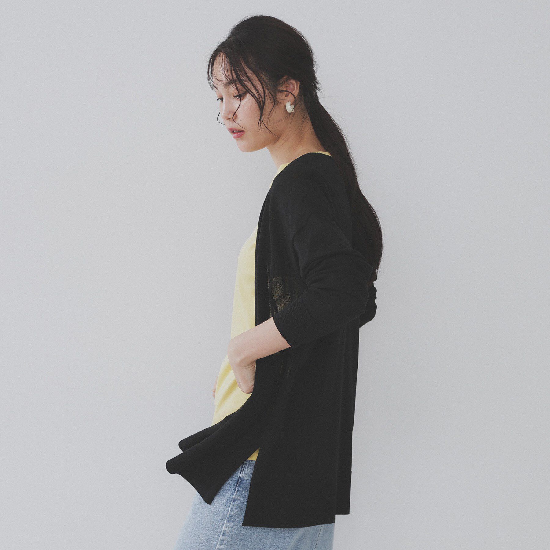 OPAQUE.CLIP「ミドル丈ニットカーディガン【抗ピル/洗濯機洗い可/接触冷感】」|カーディガン|