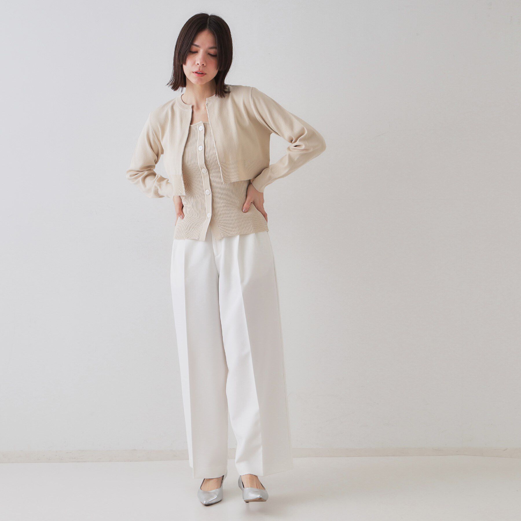 OPAQUE.CLIP「《美人百花掲載》ショートカーディガン&times;リブキャミソール【洗濯機洗い可/抗ピル】」|その他|