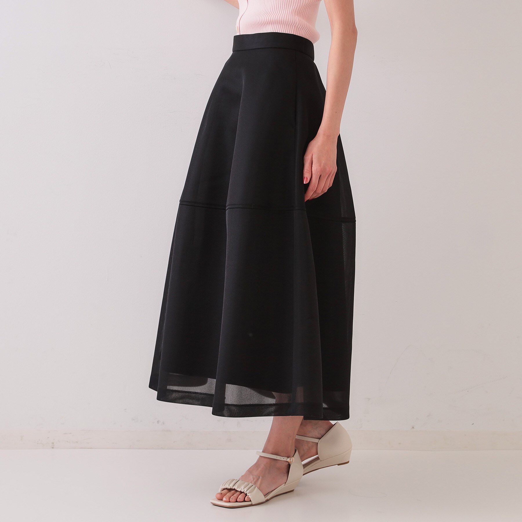 OPAQUE.CLIP「《美人百花掲載》スポンディッシュシアーフレアスカート【洗濯機洗い可】」|スカート|