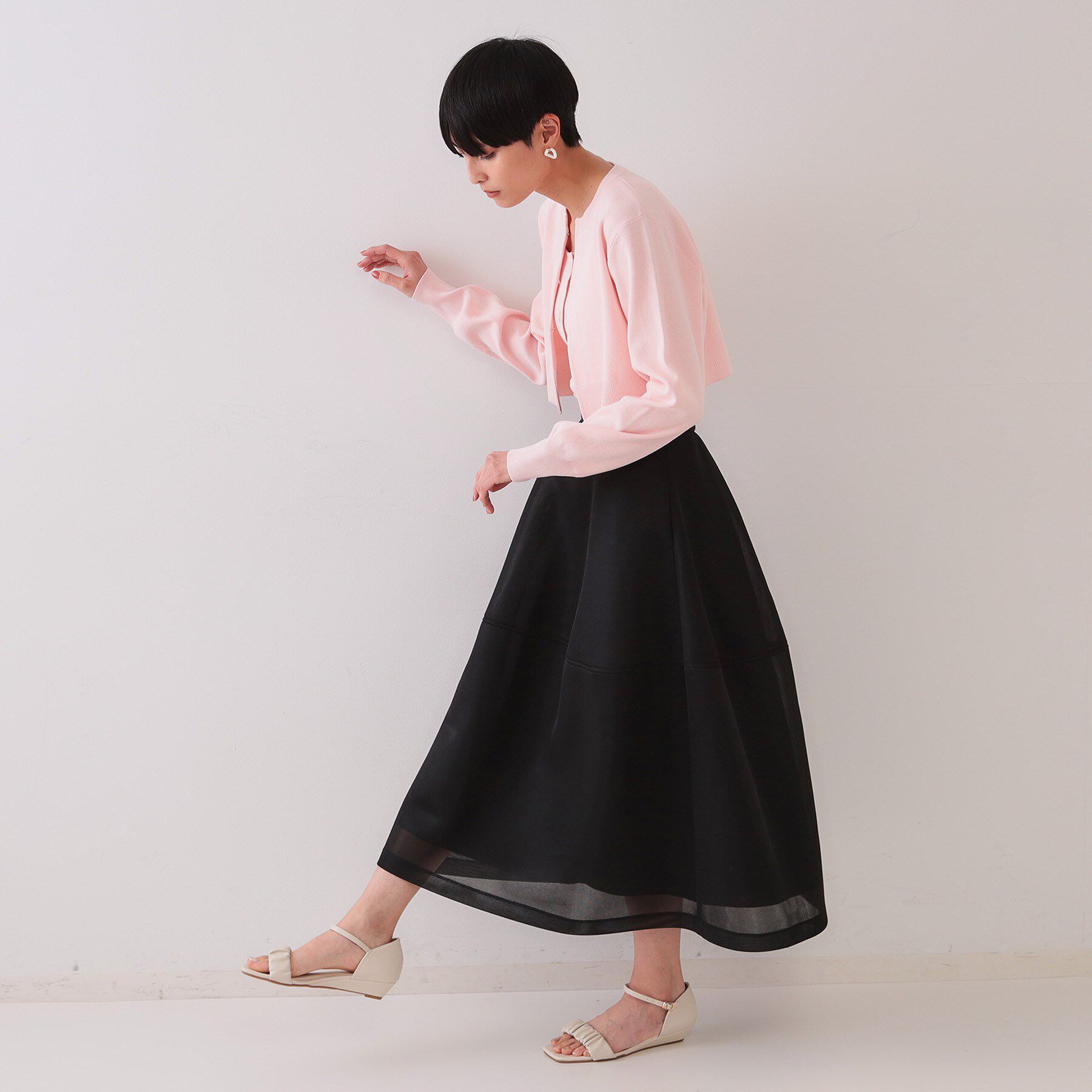 OPAQUE.CLIP「《美人百花掲載》スポンディッシュシアーフレアスカート【洗濯機洗い可】」|スカート|