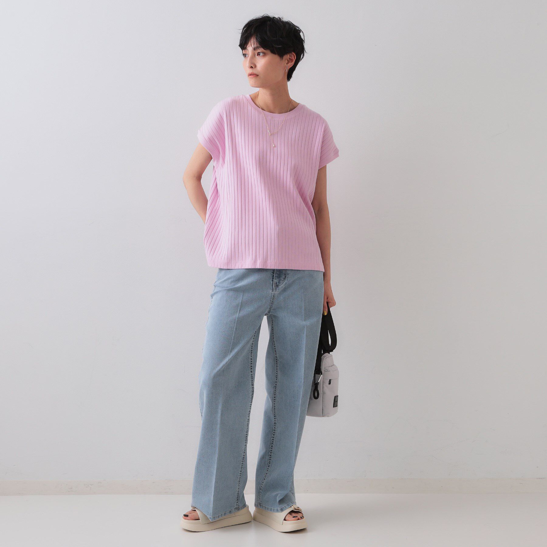 OPAQUE.CLIP「ワイドリブフレンチTシャツ【洗濯機洗い可】」|Tシャツ・カットソー|