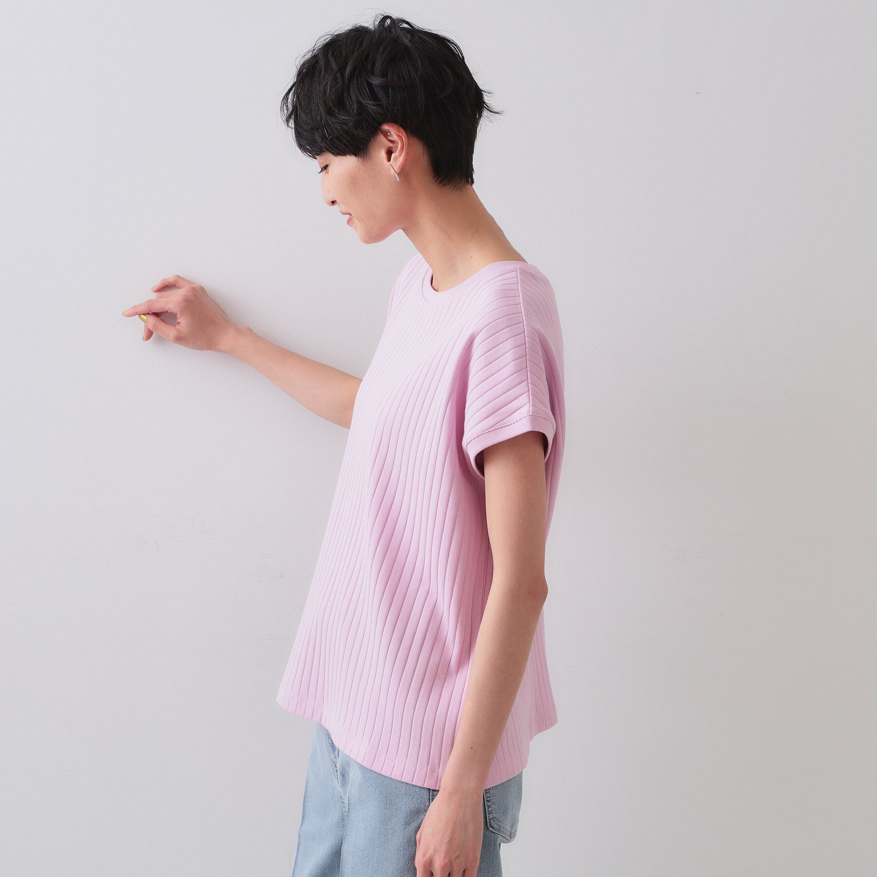 OPAQUE.CLIP「ワイドリブフレンチTシャツ【洗濯機洗い可】」|Tシャツ・カットソー|