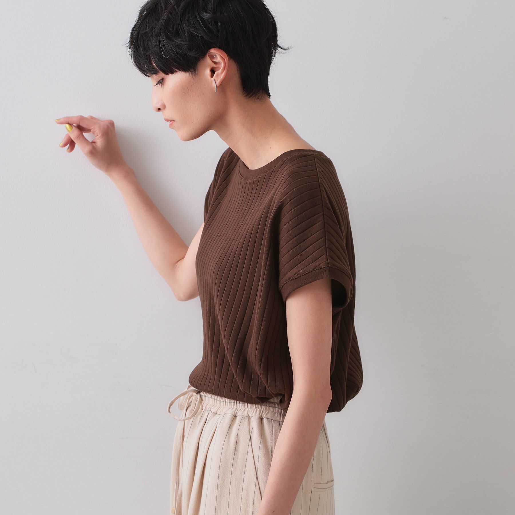 OPAQUE.CLIP「ワイドリブフレンチTシャツ【洗濯機洗い可】」|Tシャツ・カットソー|