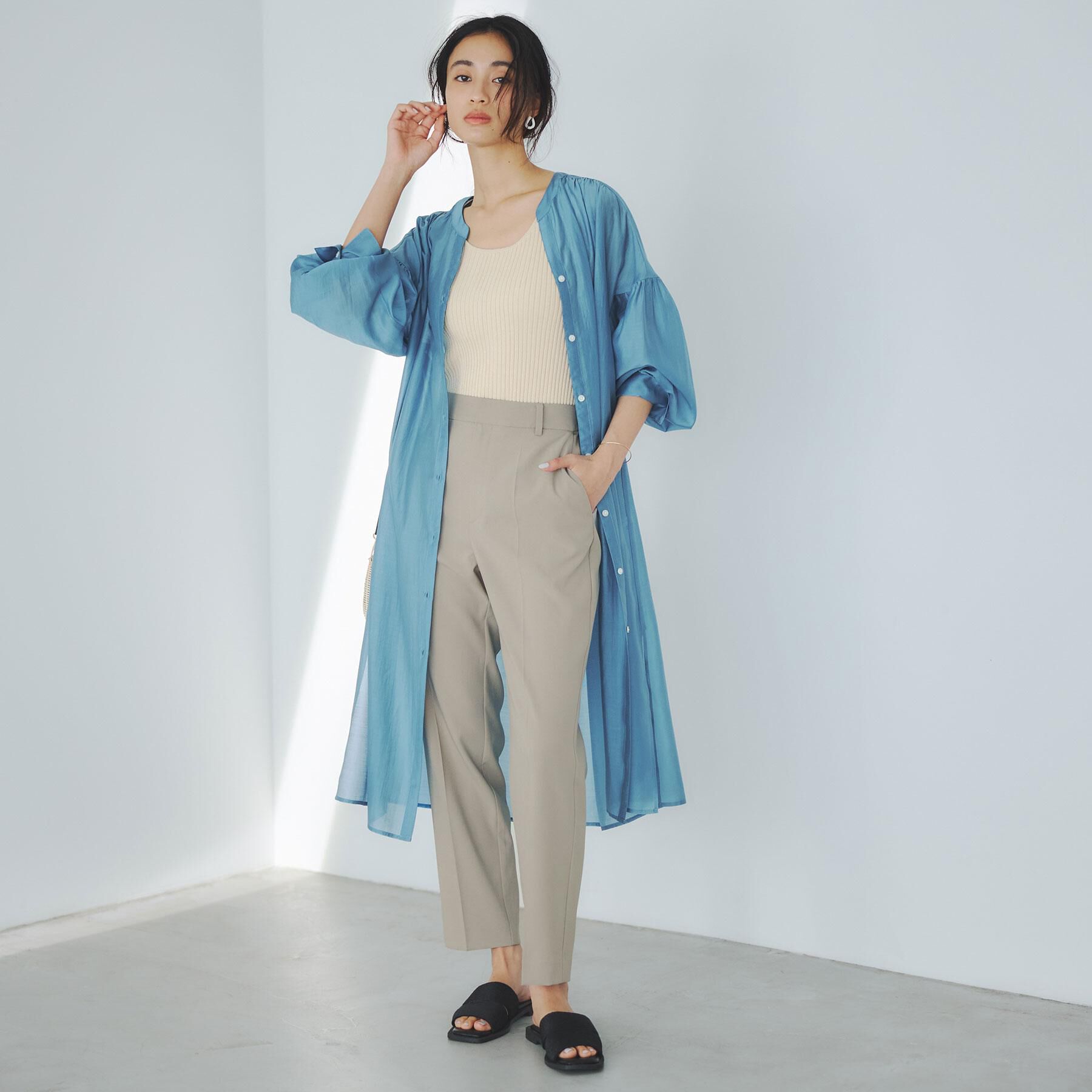 OPAQUE.CLIP「シアーシャツワンピース【洗濯機洗い可】」|ワンピース|