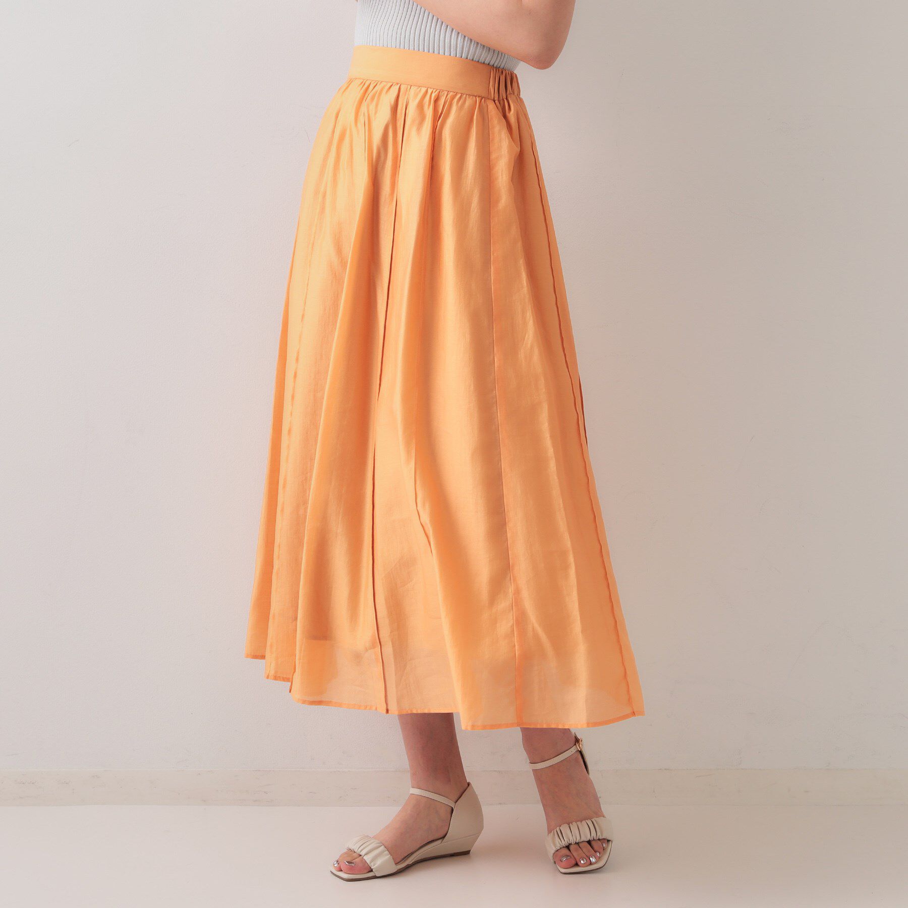 OPAQUE.CLIP「シアーピンタックフレアスカート【洗濯機洗い可】」|スカート|