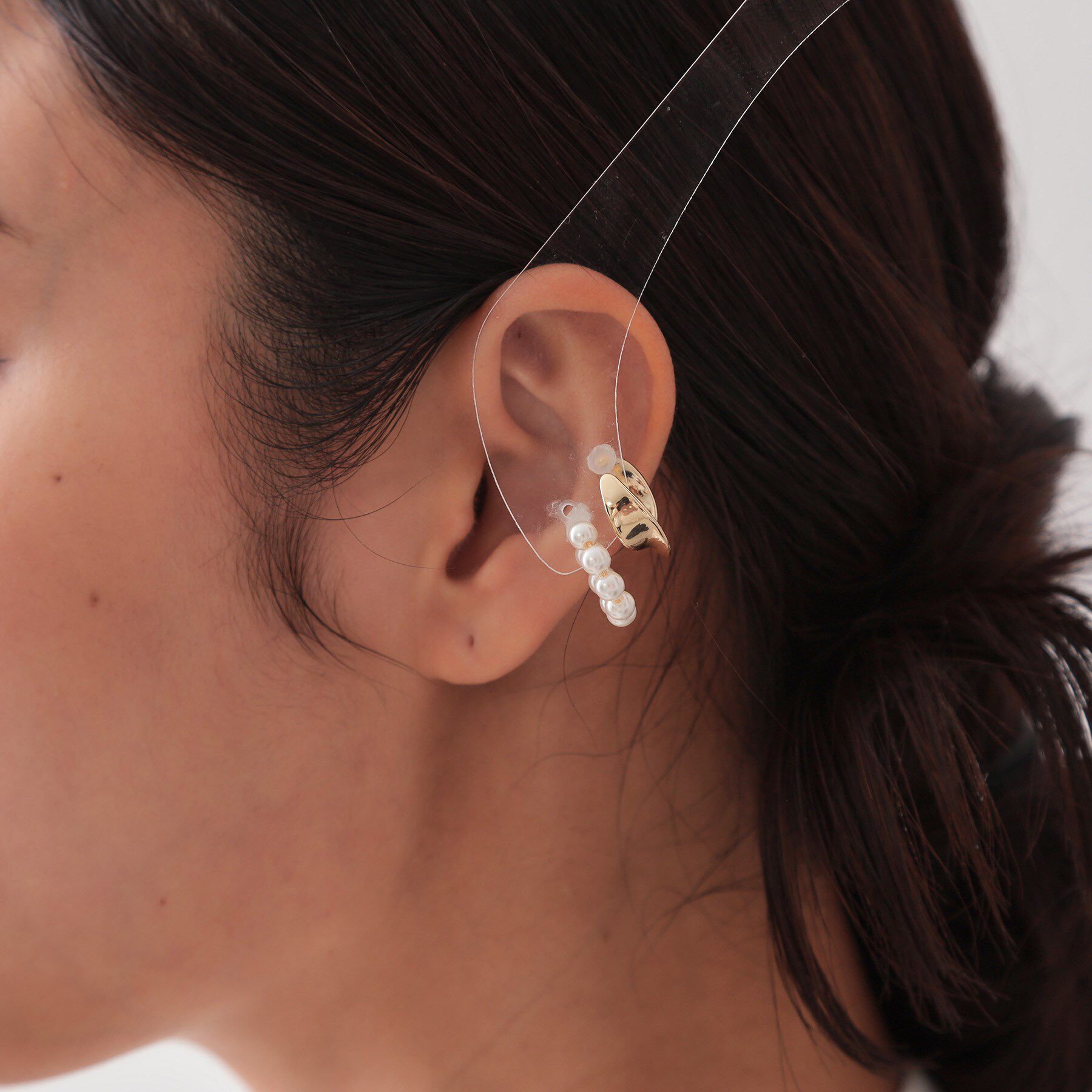 OPAQUE.CLIP「フェイクパール メタル セットイヤーカフ」|イヤリング|