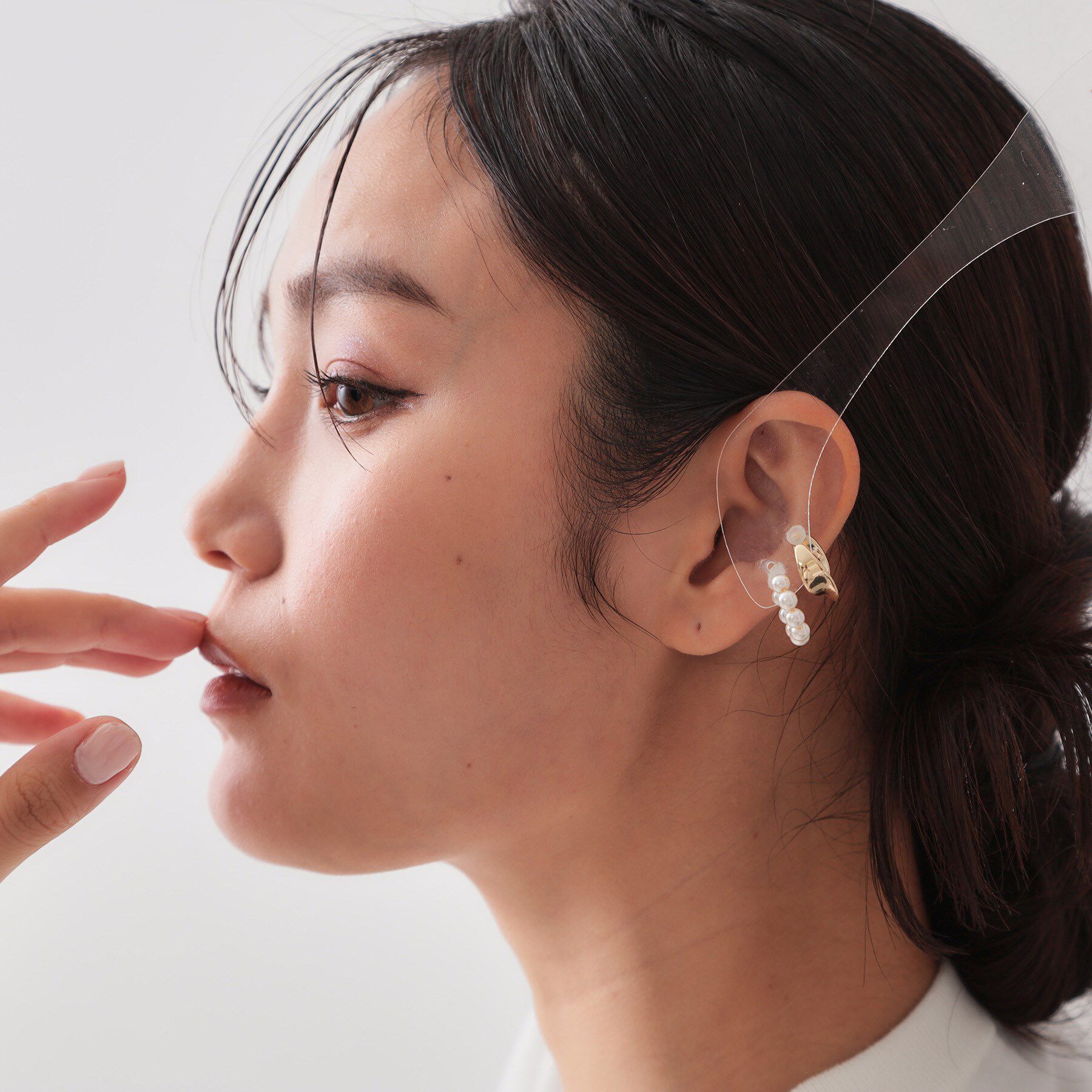 OPAQUE.CLIP「フェイクパール メタル セットイヤーカフ」|イヤリング|