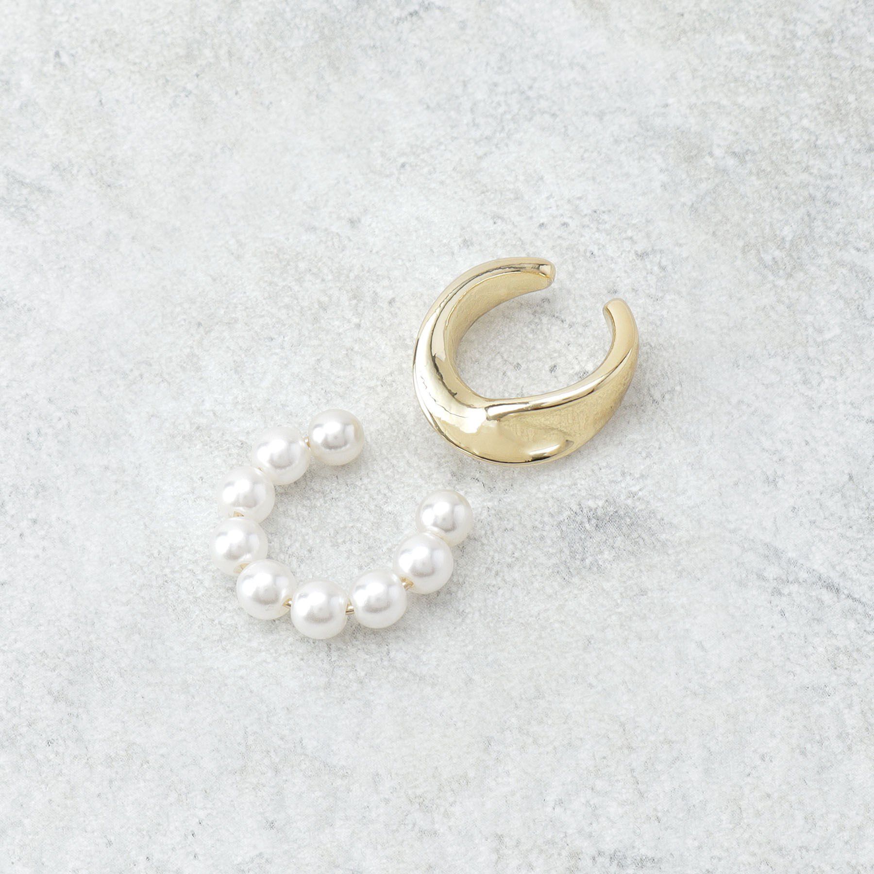 OPAQUE.CLIP「フェイクパール メタル セットイヤーカフ」|イヤリング|ゴールド(007)