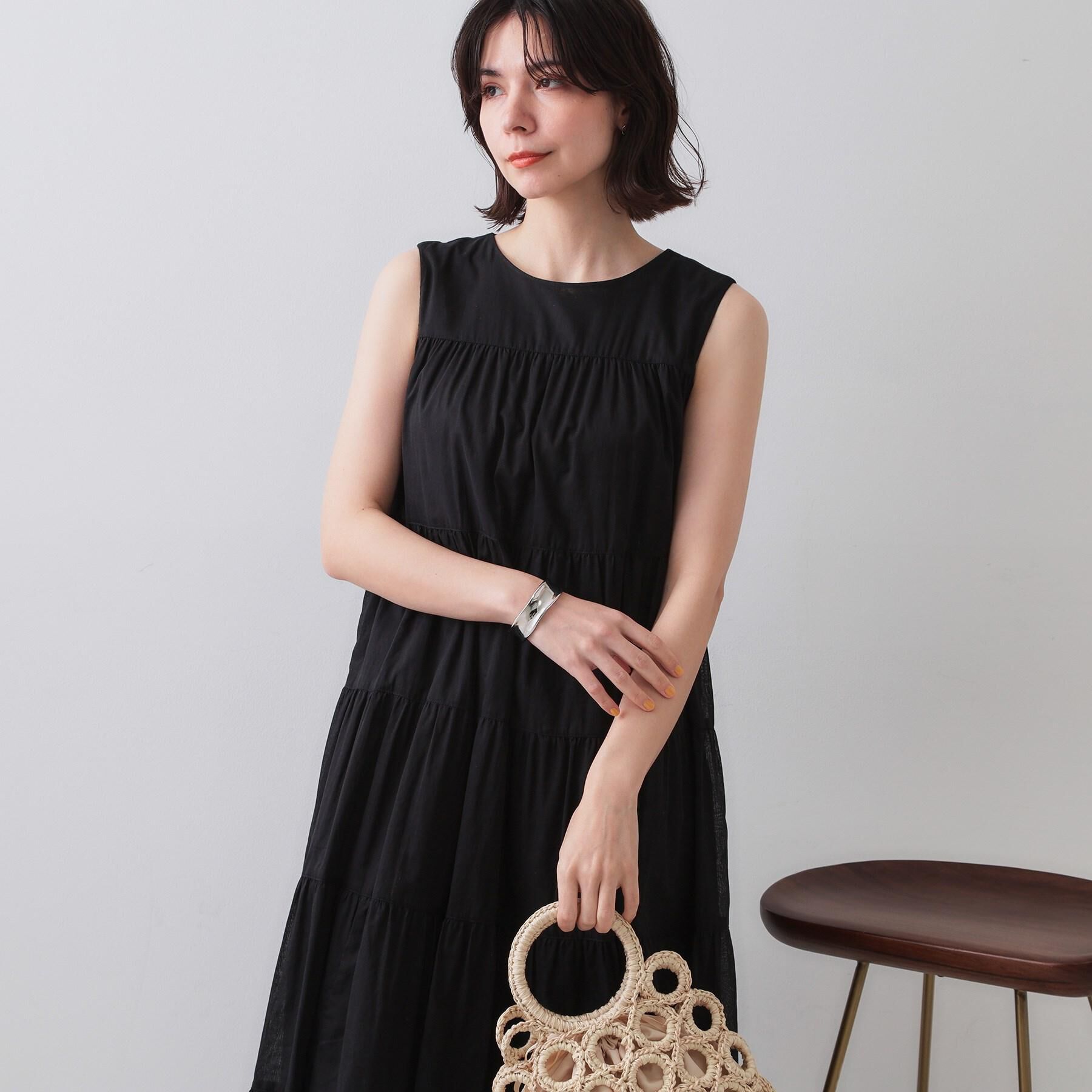 OPAQUE.CLIP「《Can Cam掲載》ティアードマキシドレス/オーガニックコットン混【洗濯機洗い可】」|ワンピース|