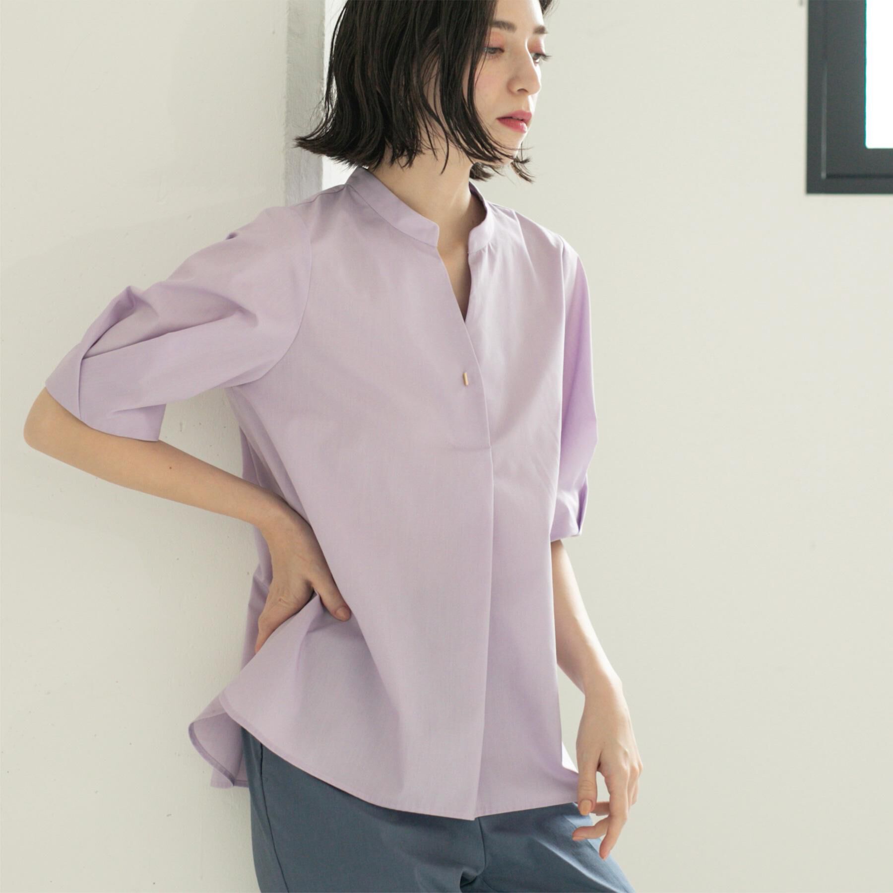 OPAQUE.CLIP「スキッパータックスリーブブラウス【洗濯機洗い可】」|シャツ・ブラウス|