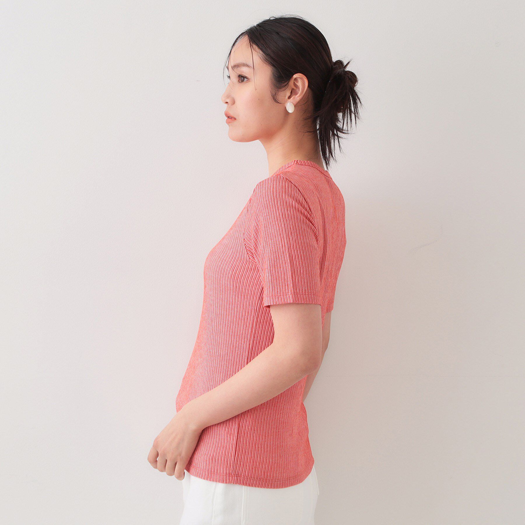 OPAQUE.CLIP「ストライプリブカットソー【洗濯機洗い可】」|Tシャツ・カットソー|